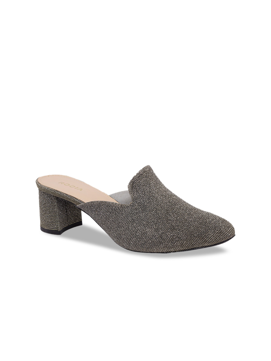 Rocia Women Gunmetal-Toned Solid Mules