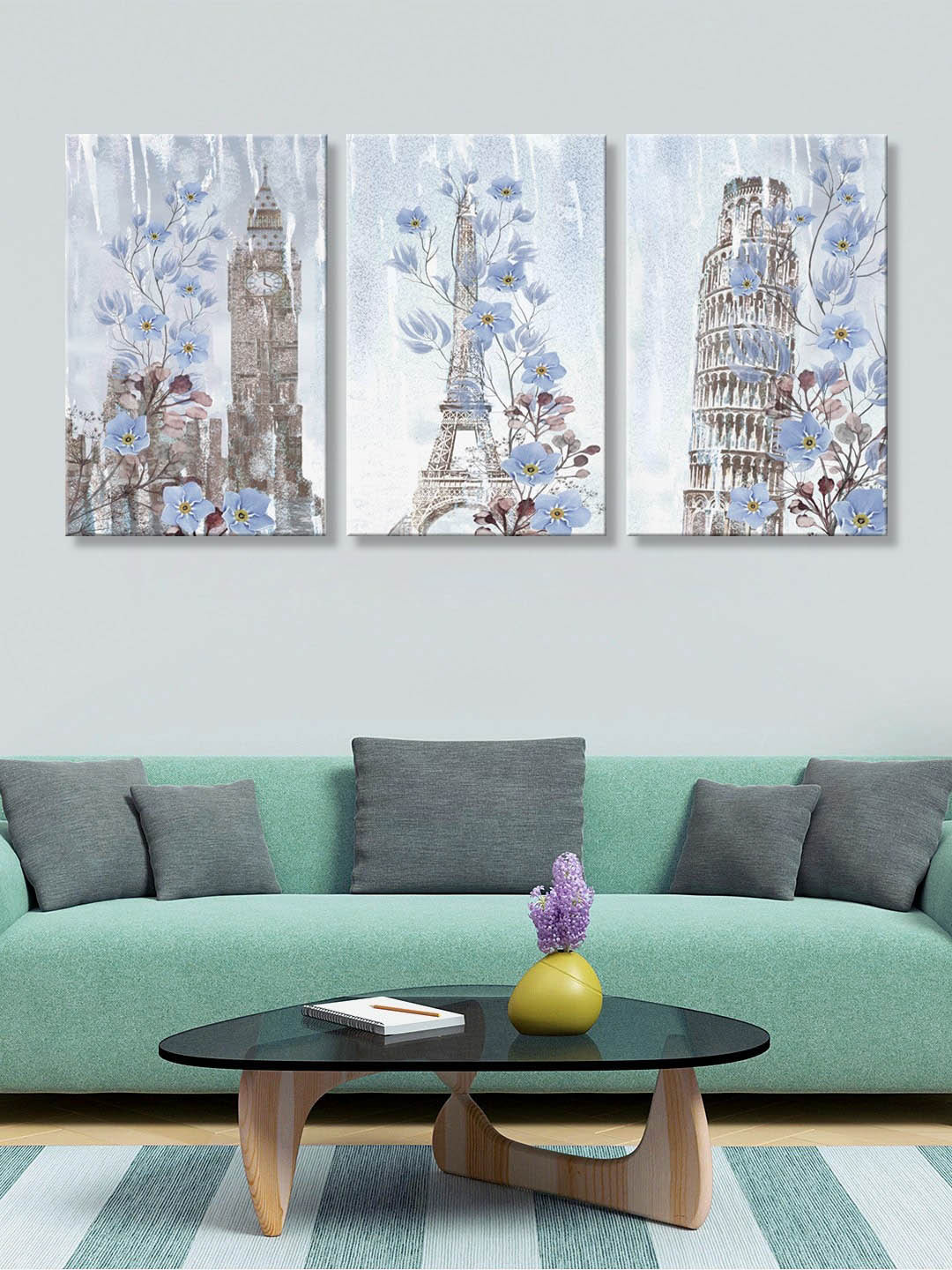 999Store Grey Canvas Wall Living Room Rectangle Potrait Paintings Wall Art -30 x 18In