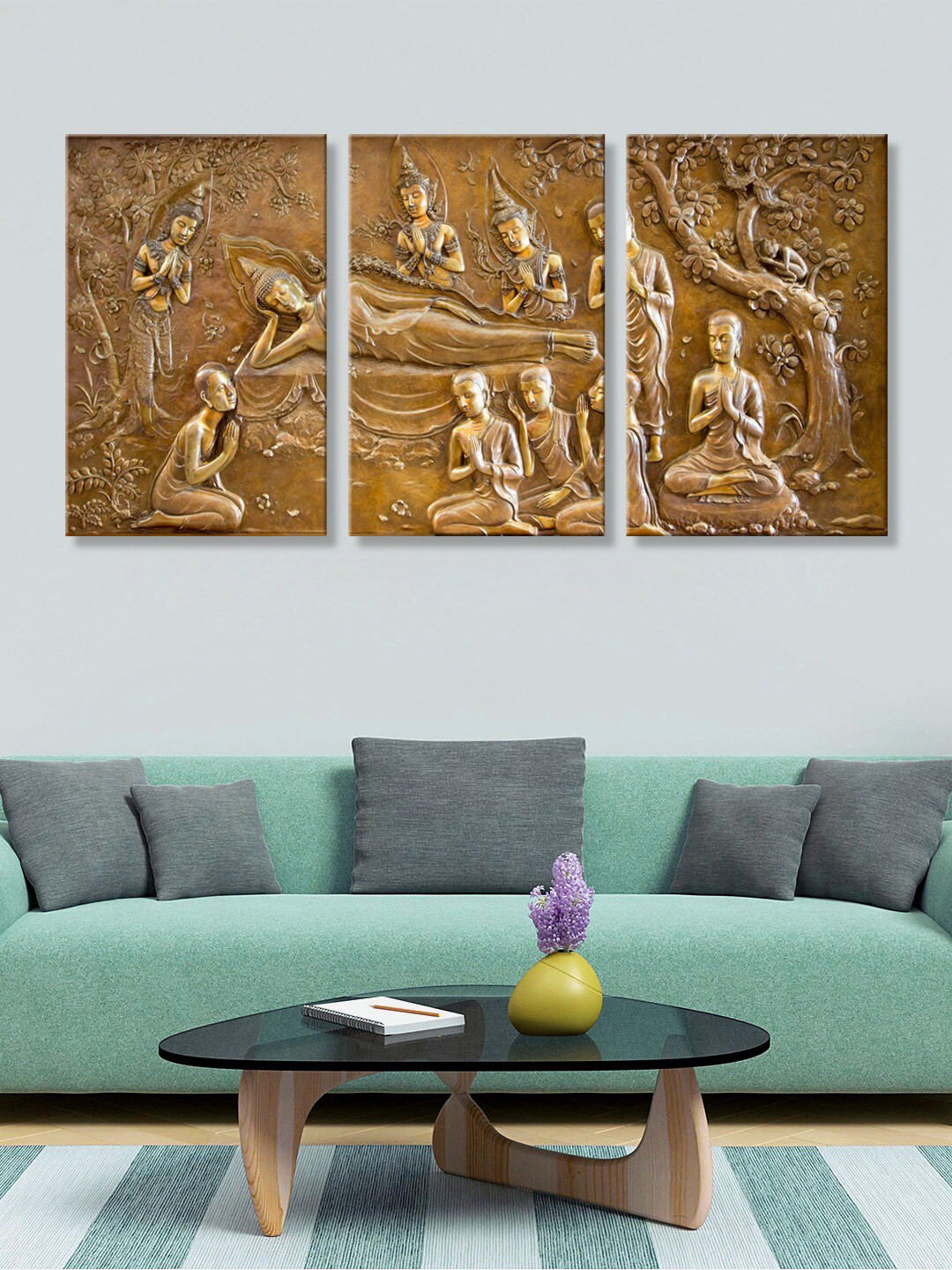 999Store Wood Polycarbonate 3 Piece Wall Rectangle Paintings Wall Art -30 x 18 In