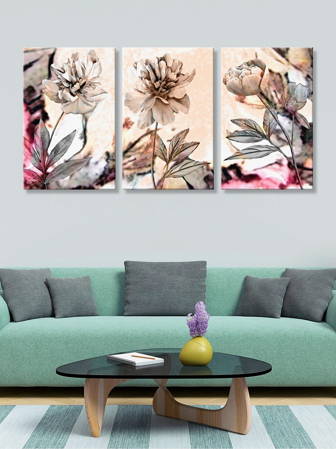 999Store Unisex Brown Blooming Elegant Rose Canvas Painting