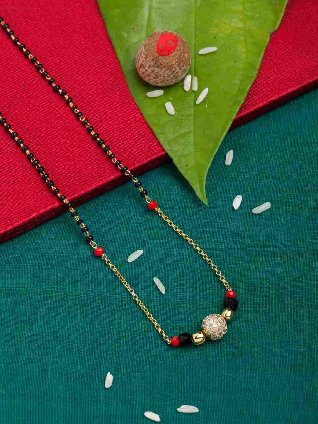 Buy Sia Art Jewellery Gold Plated Black Beaded Stone Studded Mangalsutra Mangalsutra for Women 12992560 Myntra