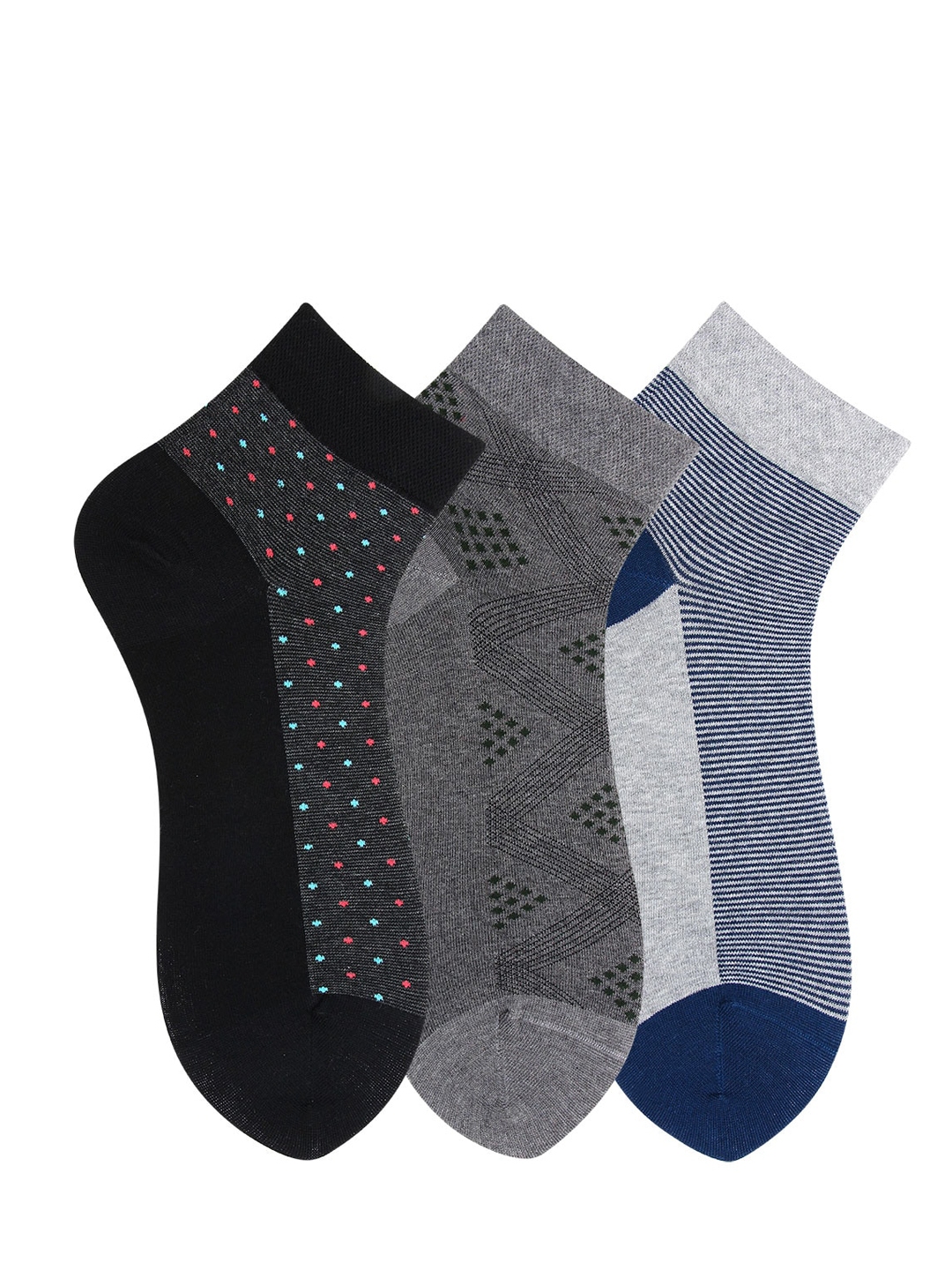 Bonjour Men Pack Of 3 Scottish Collection Multicolor Self Design Ankle Length Socks