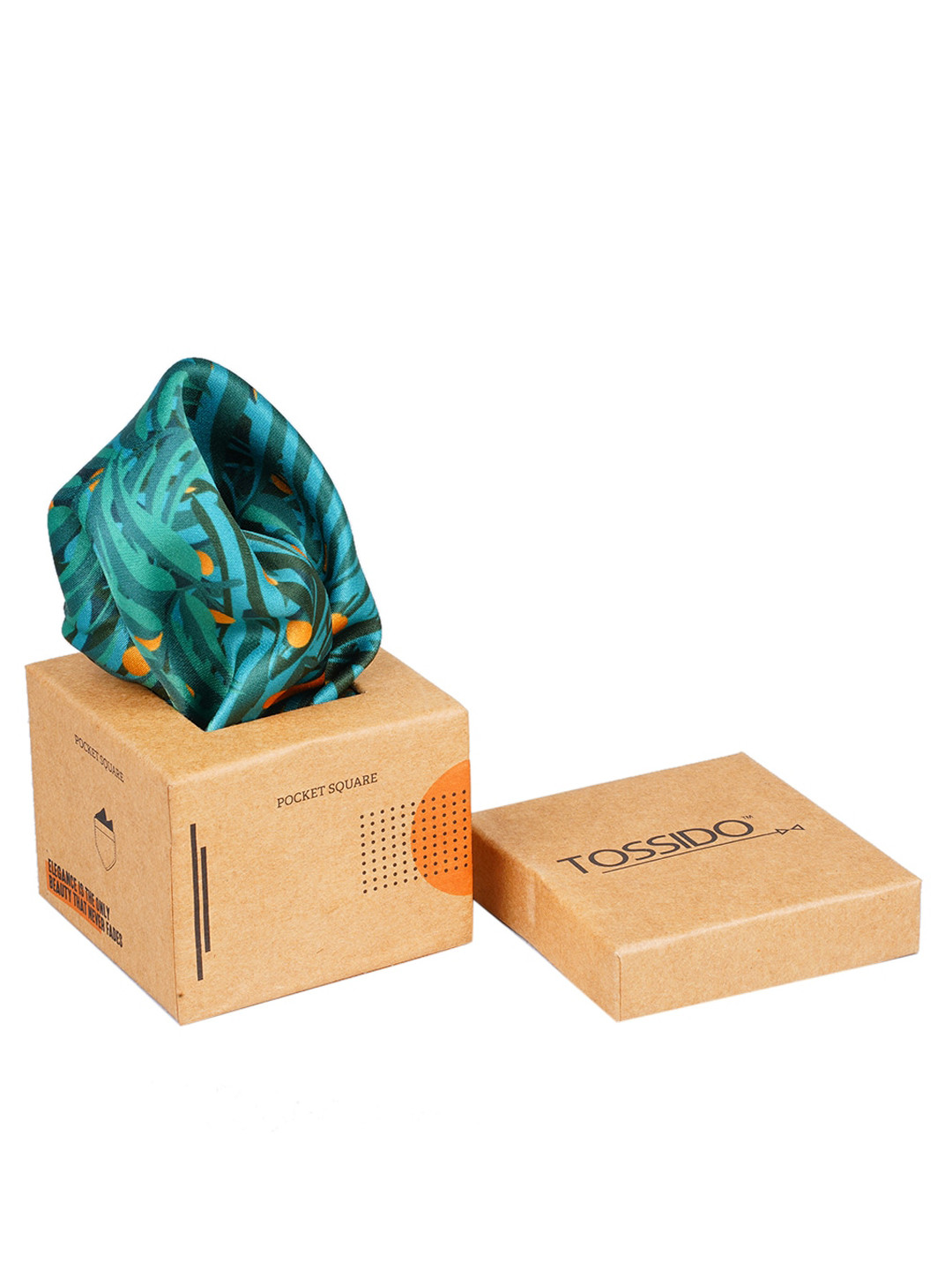 Tossido Men Teal Green Printed Pocket Square