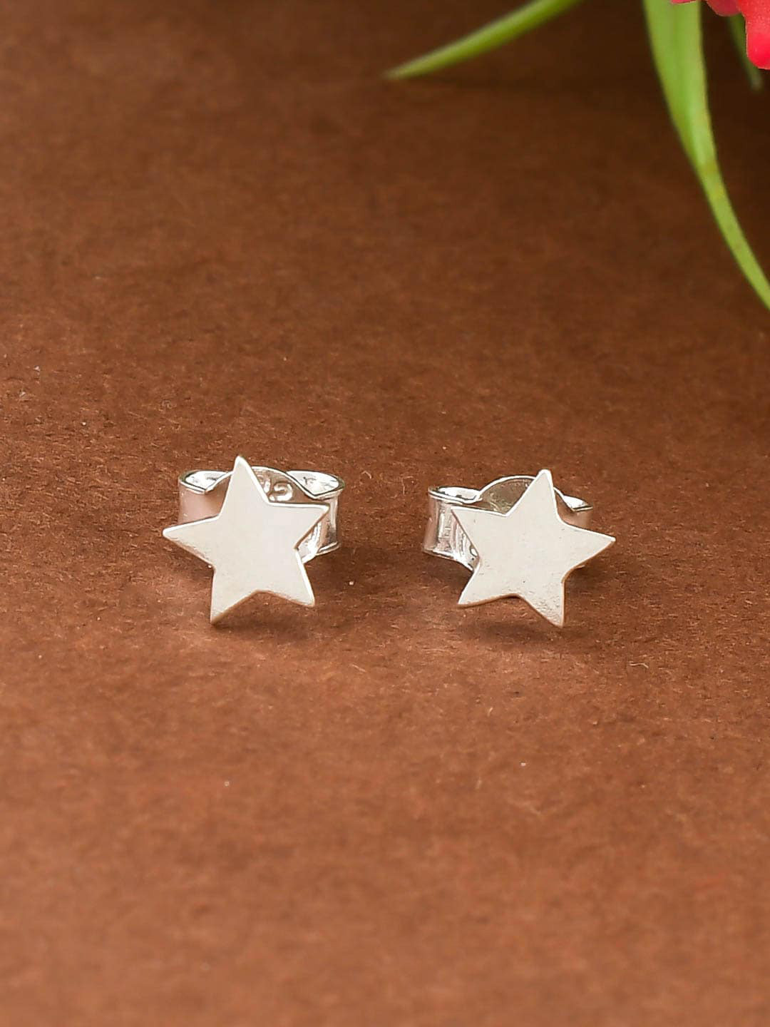 Silvermerc Designs White Star Shaped Silver Plated Handcrafted Studs