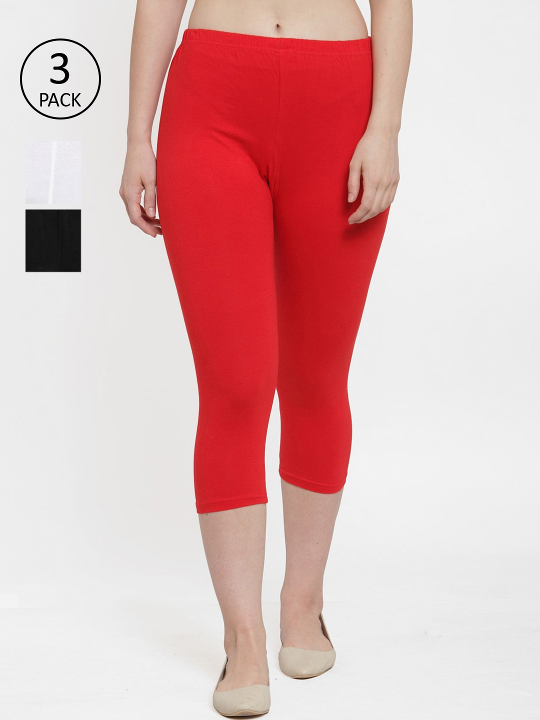 GRACIT Women Pack Of 3 Solid Skinny Fit Capris