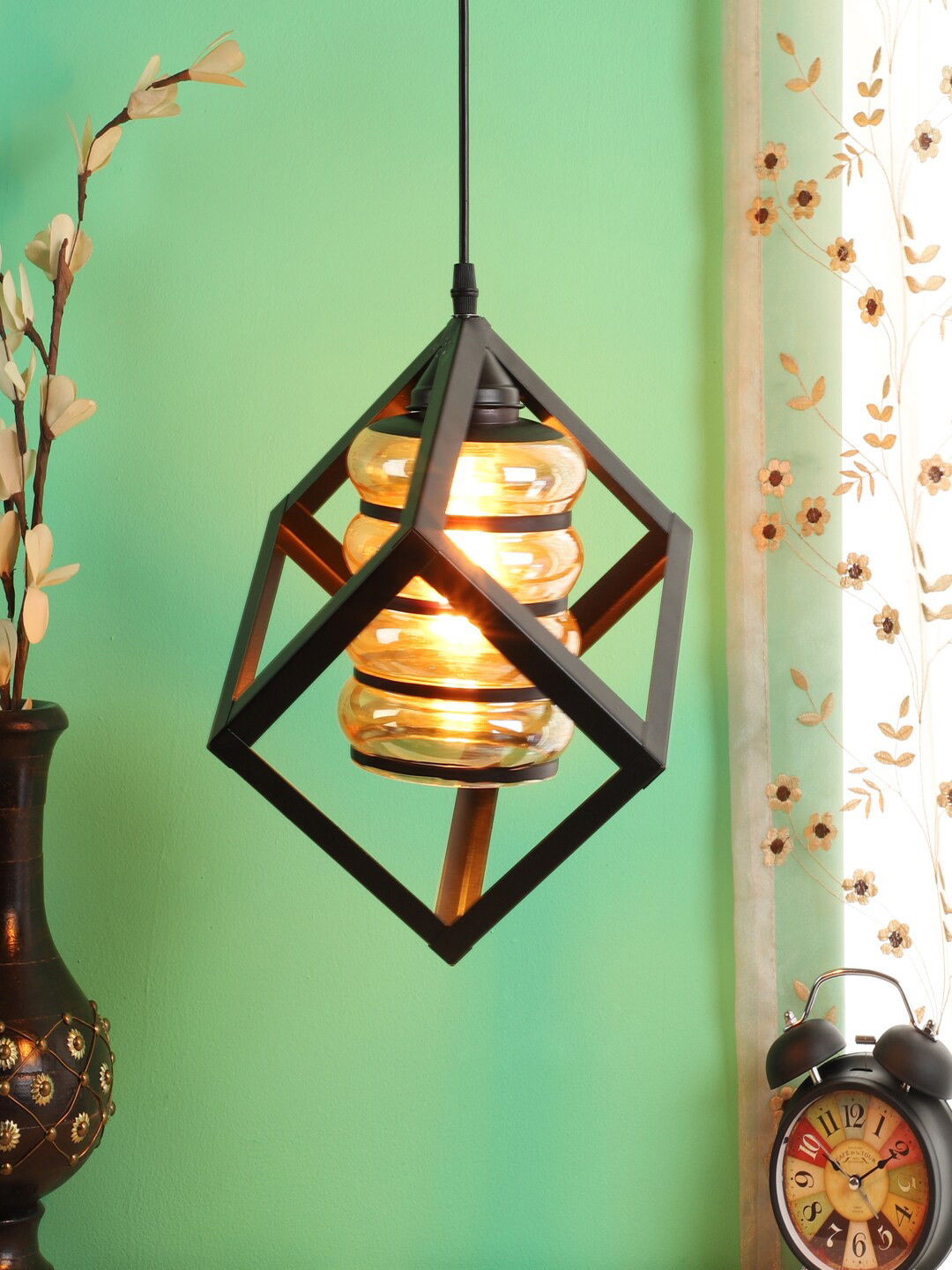 MFD HOME FURNISHING Black Solid Geometric Hanging Light