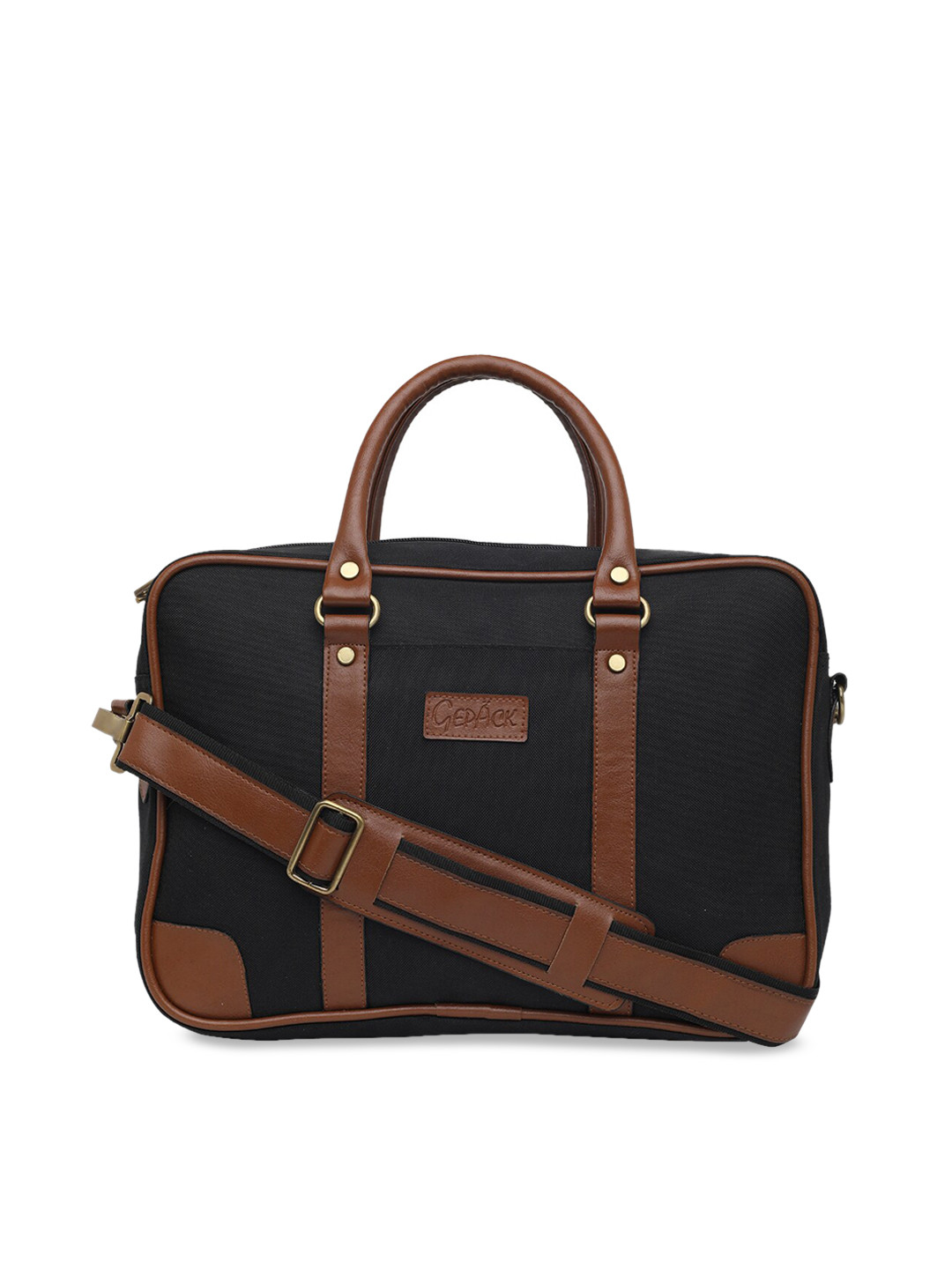 GEPACK by BagsRUs Unisex Black & Brown Solid14 Inch Executive Laptop Bag
