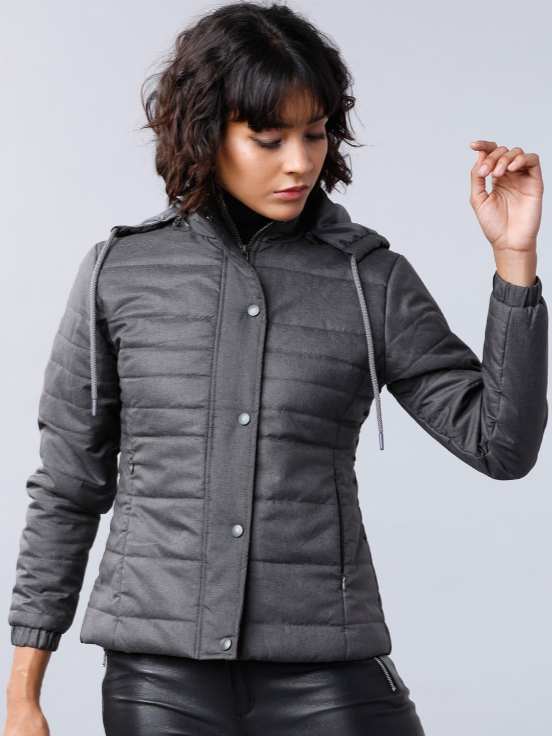 Tokyo Talkies Women Black Solid Padded Jacket