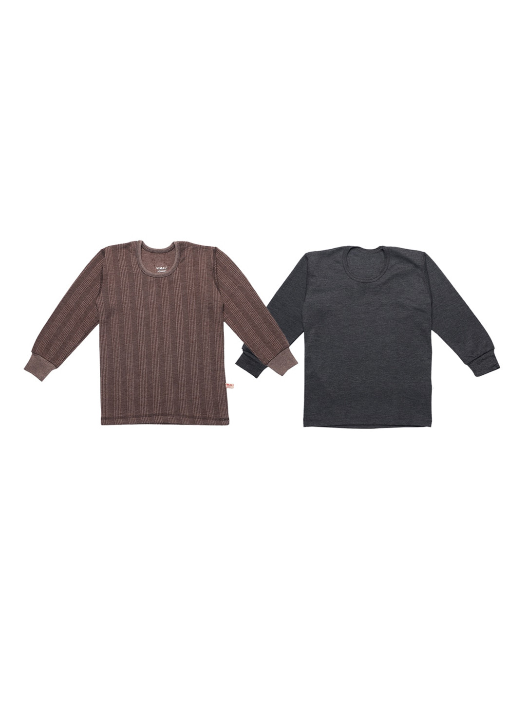 MACK JONNEY Kids Pack Of 2 Brown & Black Knitted Thermal Tops
