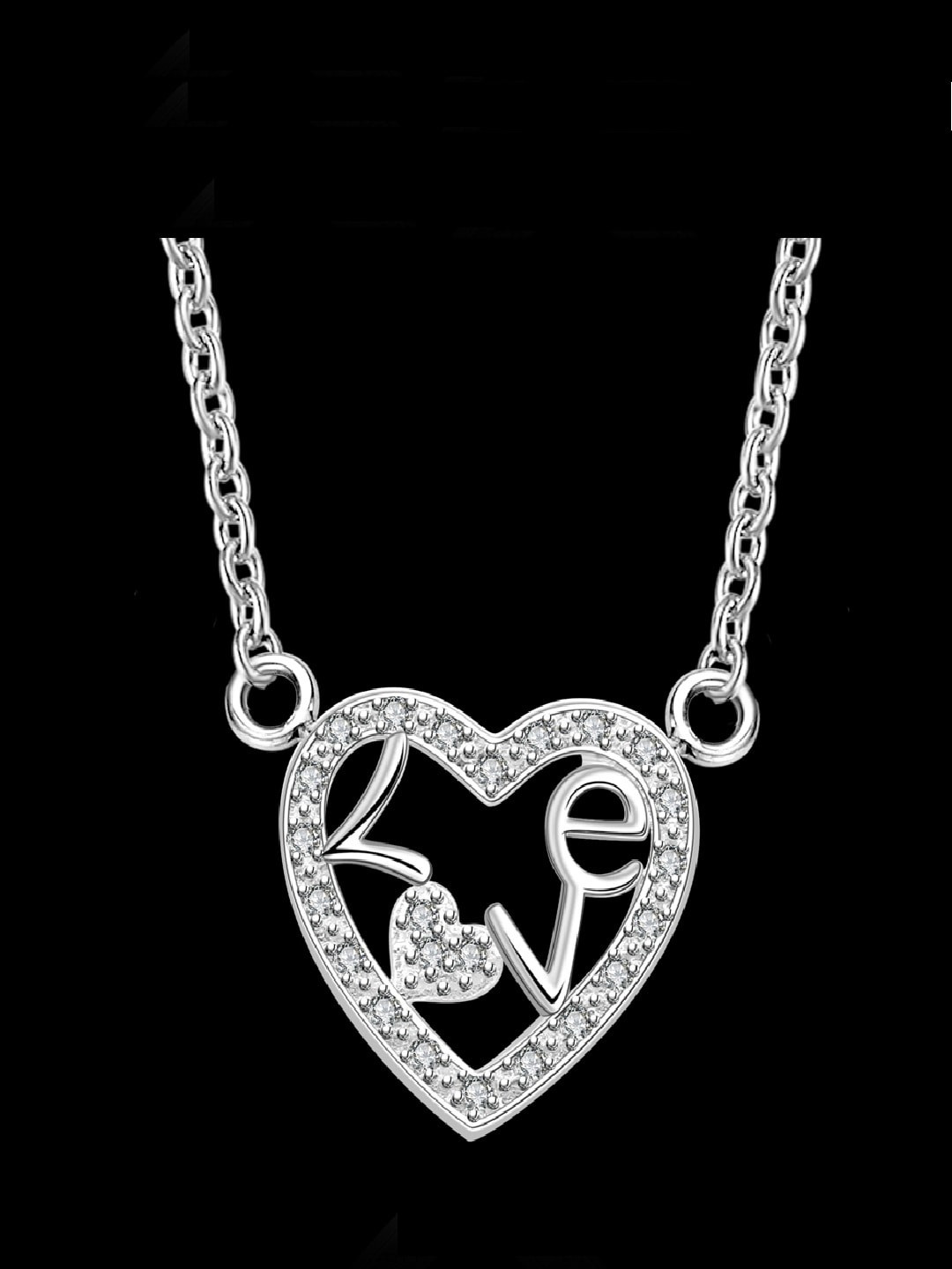 AQUASTREET Women Silver Love Inscribed Pendant