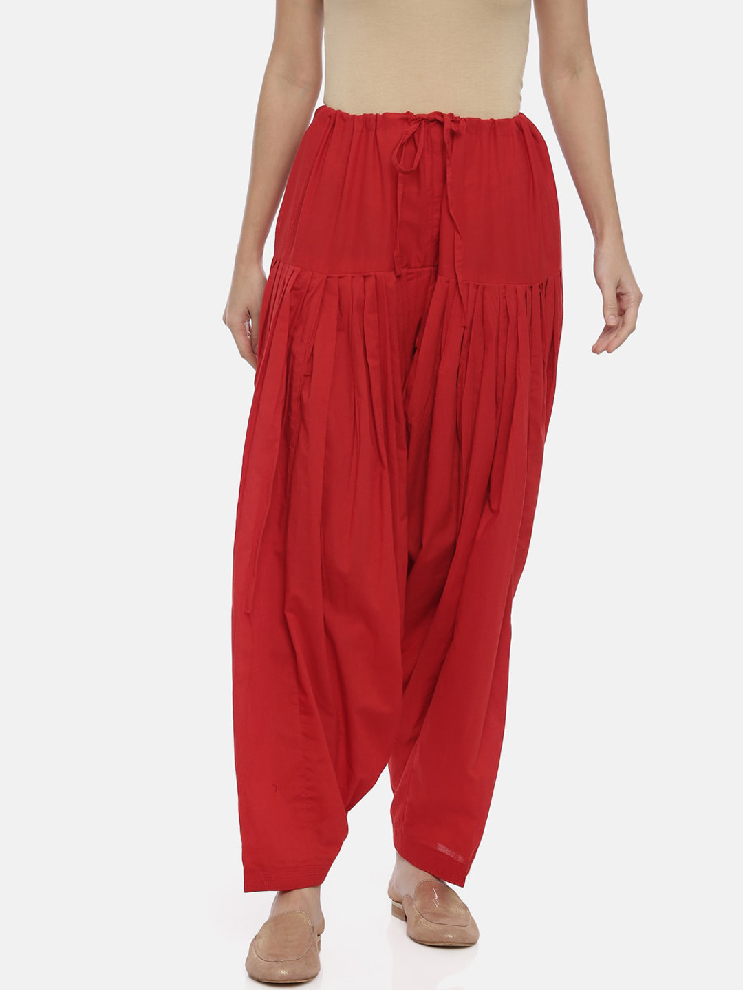 Souchii Women Red Solid Regular-Fit High-Rise Patiala