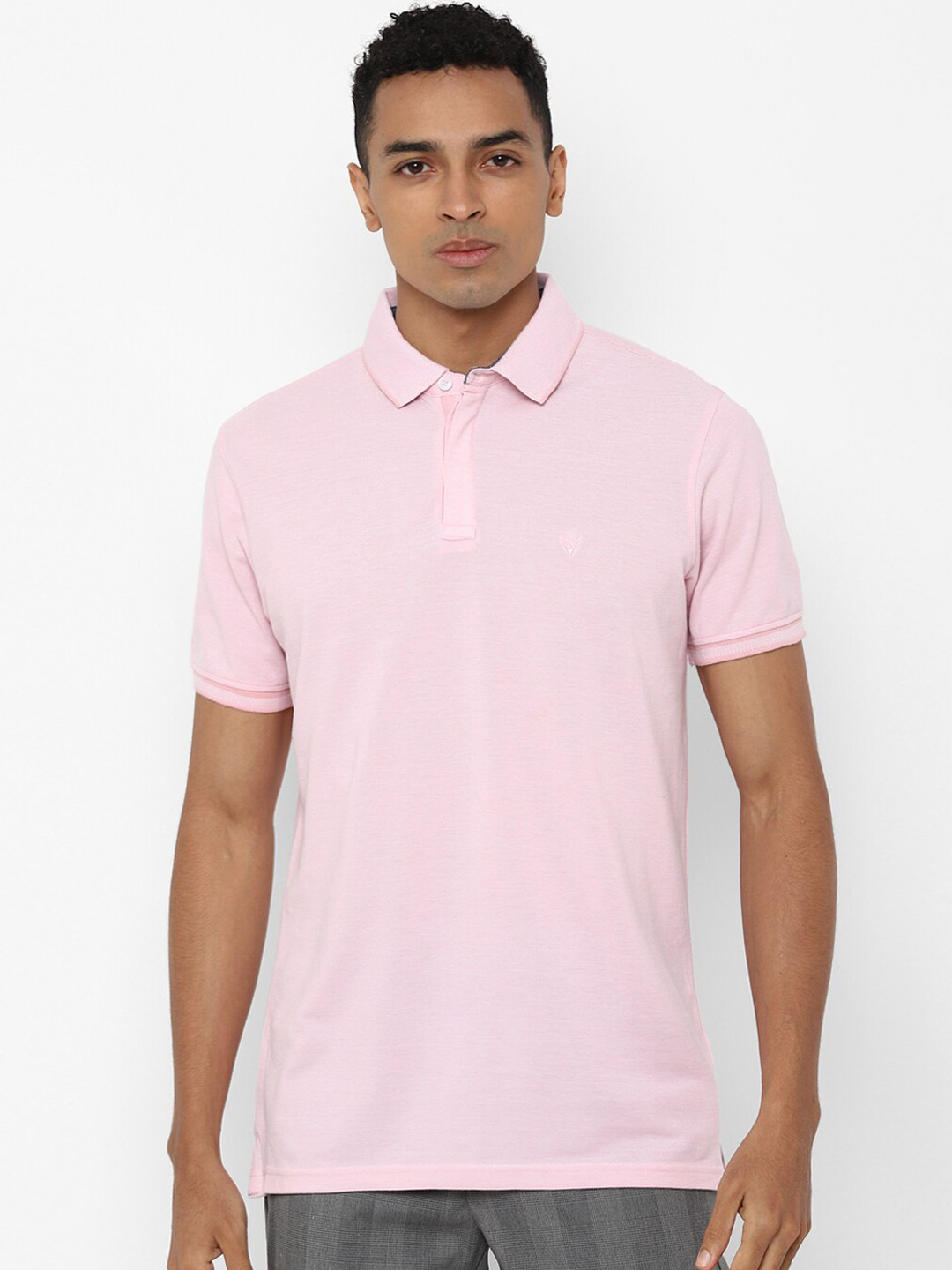 Allen Solly Men Pink Solid Polo Collar T-shirt