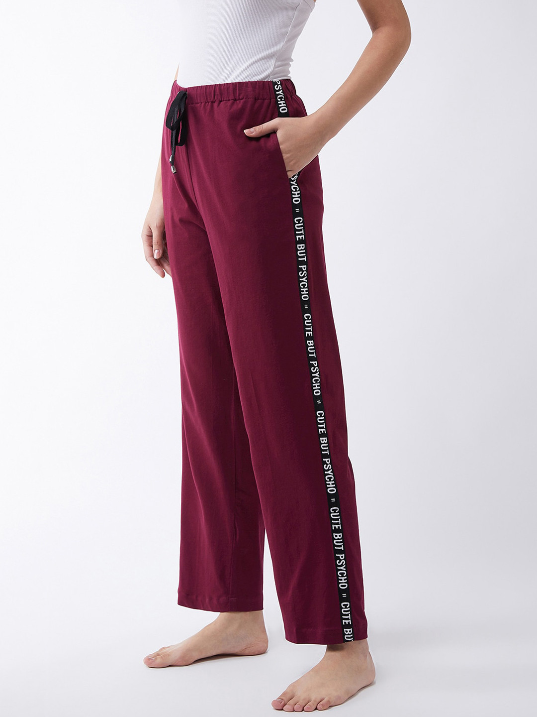 Miss Chase Women Maroon Solid Lounge Pants