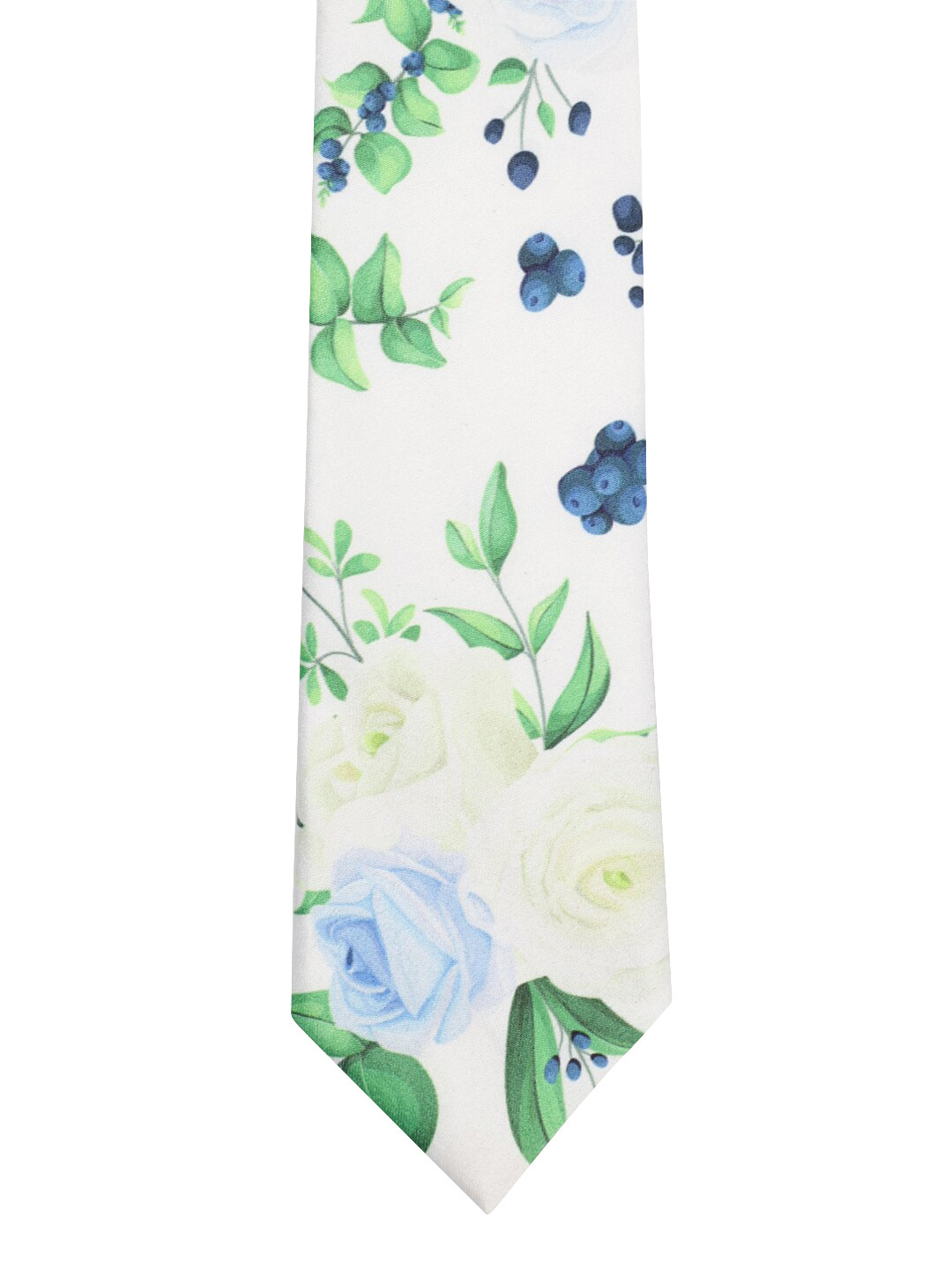 Tossido Men White & Green Printed Broad Tie