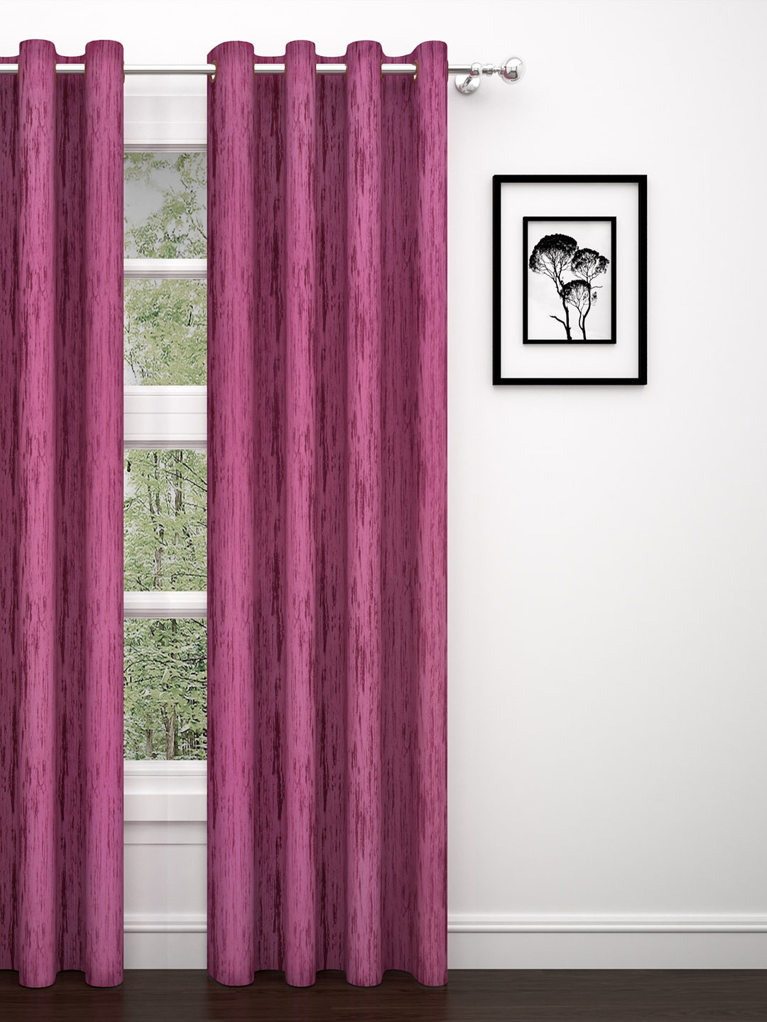 PAVO Pink Single Jacquard 300GSM Medium Blackout Long Door Curtain