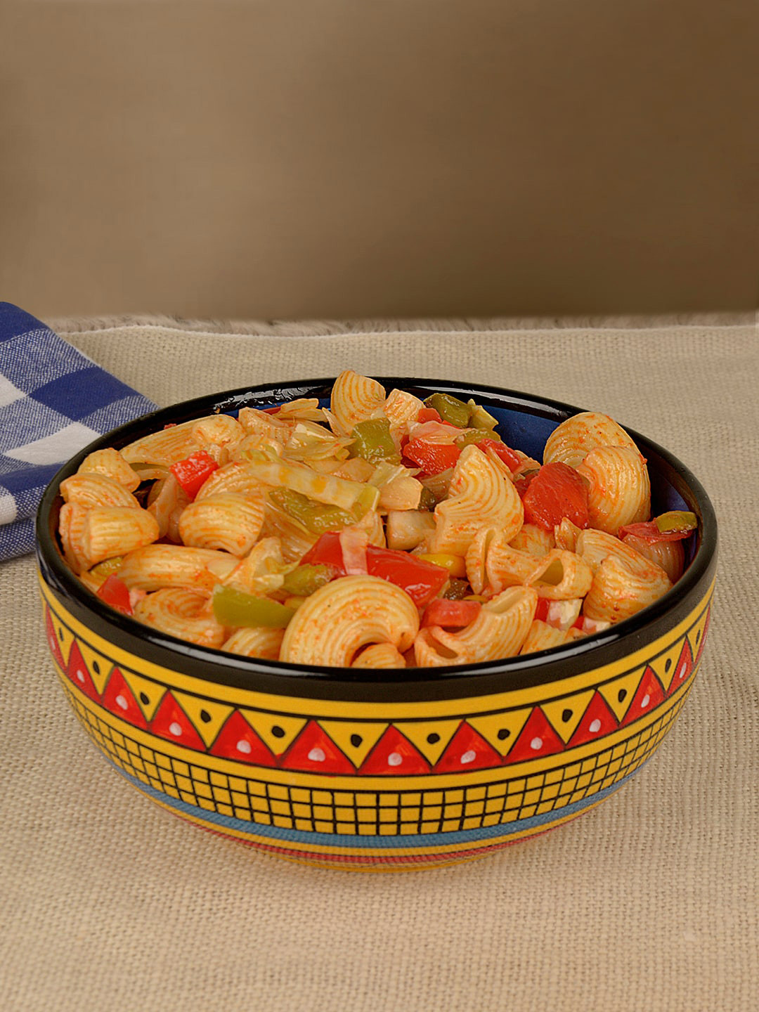 StyleMyWay Yellow Handpainted Ceramic Serving Bowl