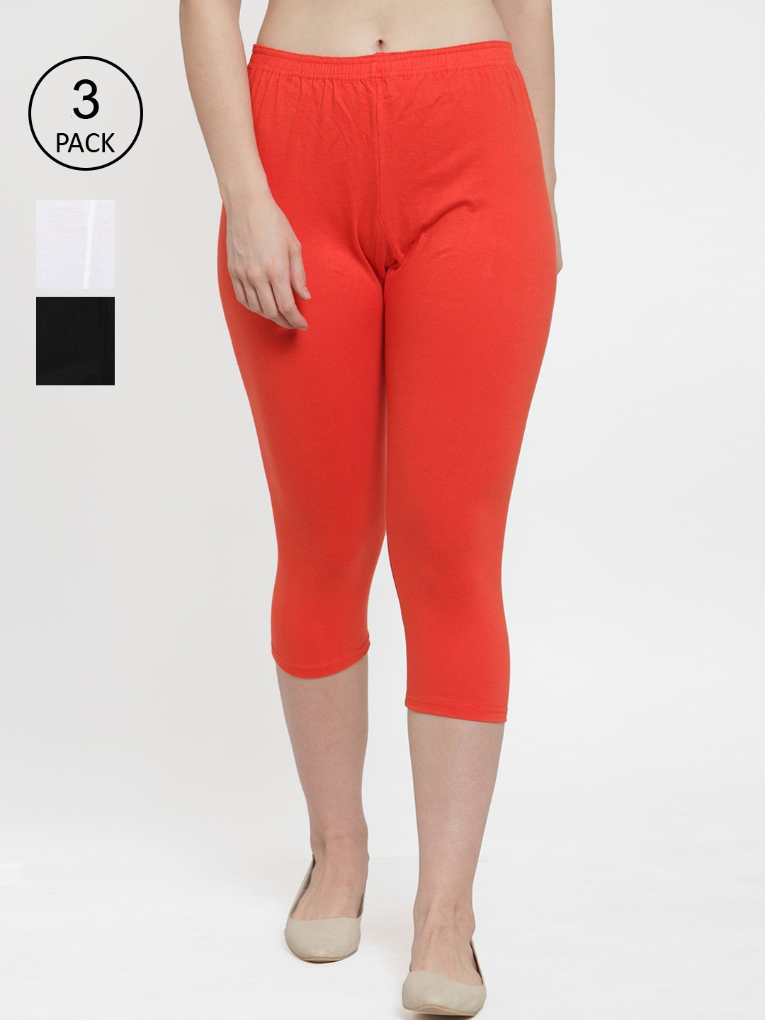 GRACIT Women Pack Of 3 Solid Skinny Fit Capris