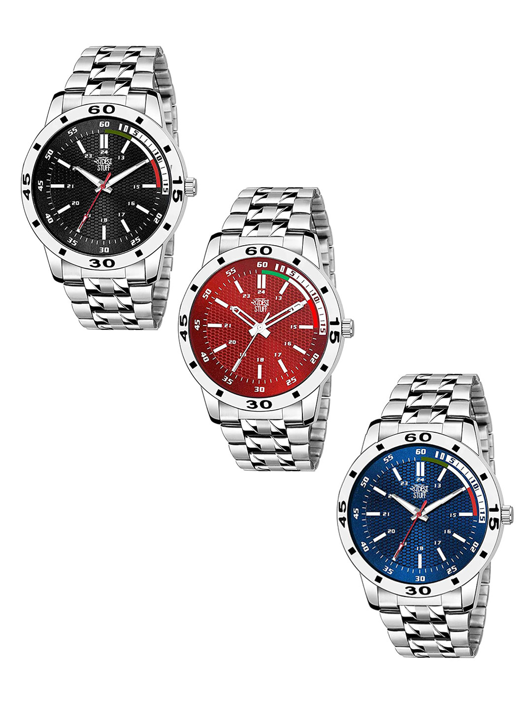 SWADESI STUFF Boys Set Of 3 Analogue Watch SDS 95 BLK RED BLU