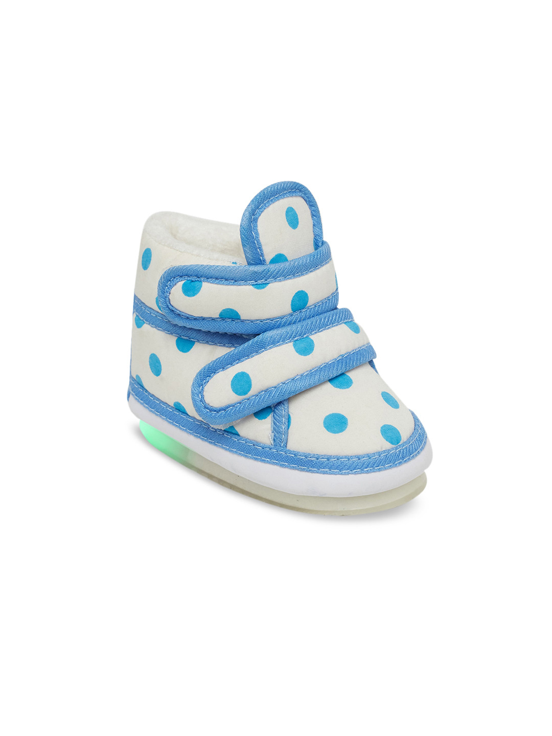 CHiU Kids Off-White & Blue Printed LED Slip-On Sneakers