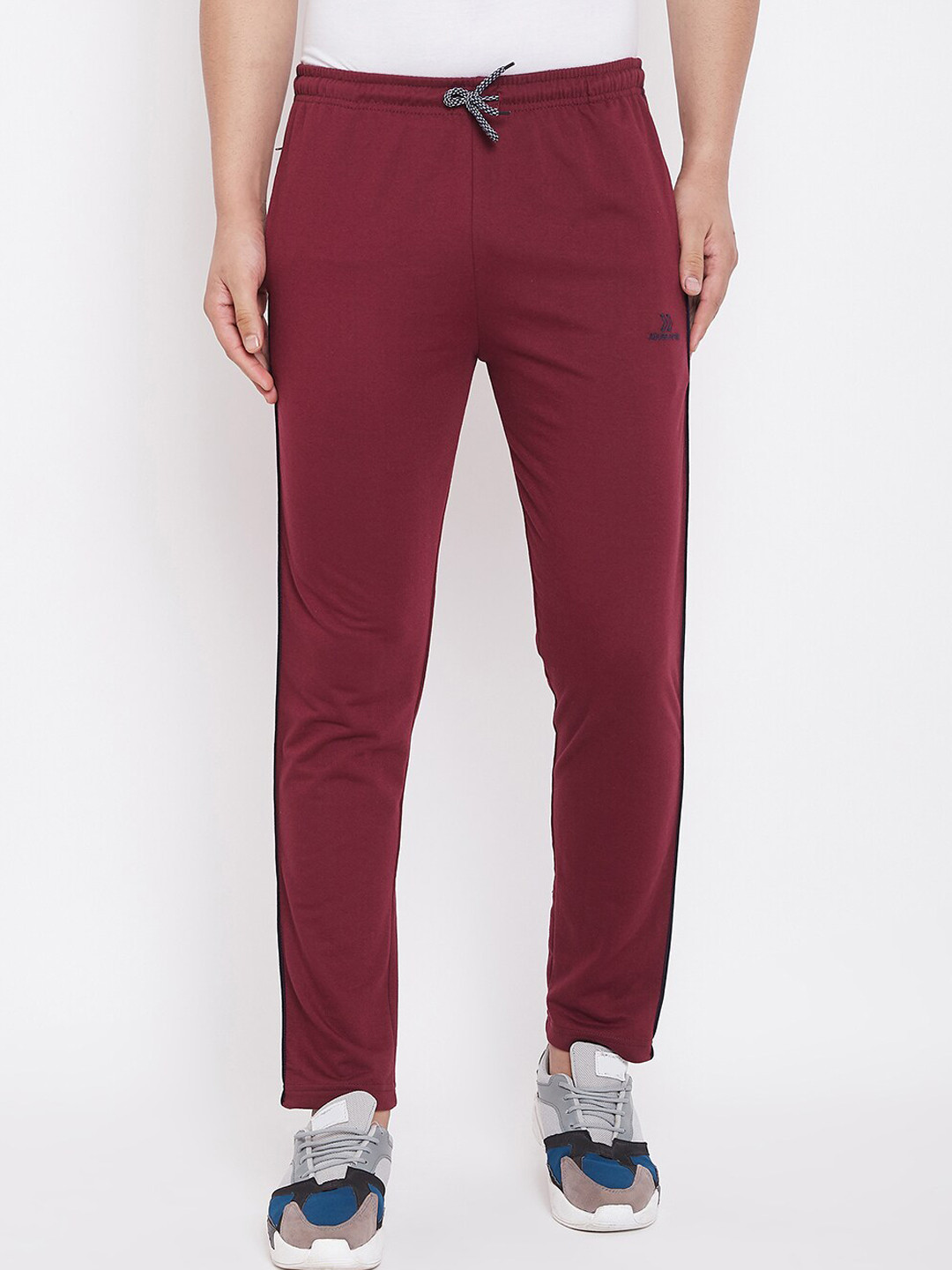 Adobe Men Maroon Solid Straight-Fit Track Pants