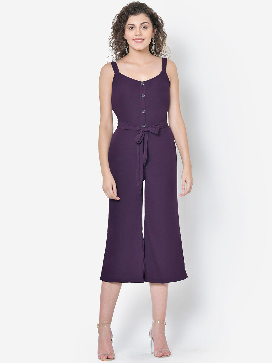 Martini Women Purple Solid Capri Jumpsuit