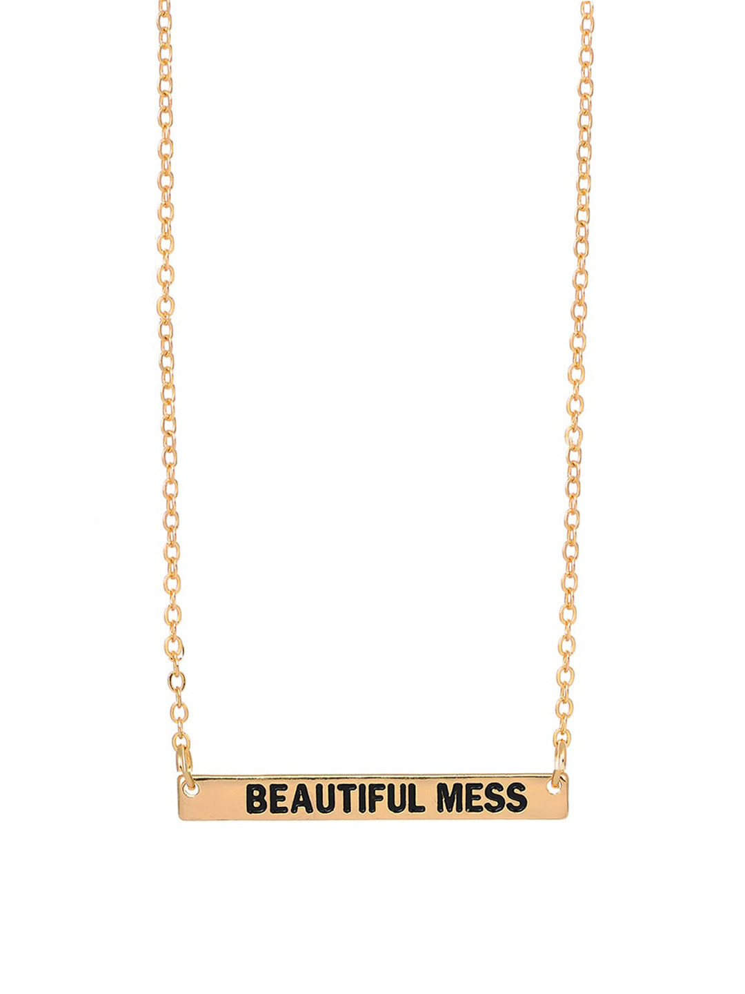 AQUASTREET Women Gold-Plated Beautiful Mess Inscribed Pendant