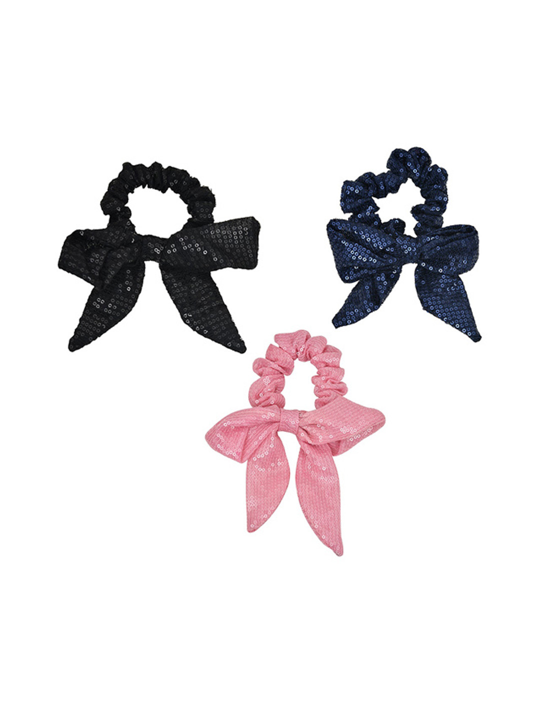 FUNKRAFTS Girls Set Of 3 Sequin Embellished Ponytail Holders