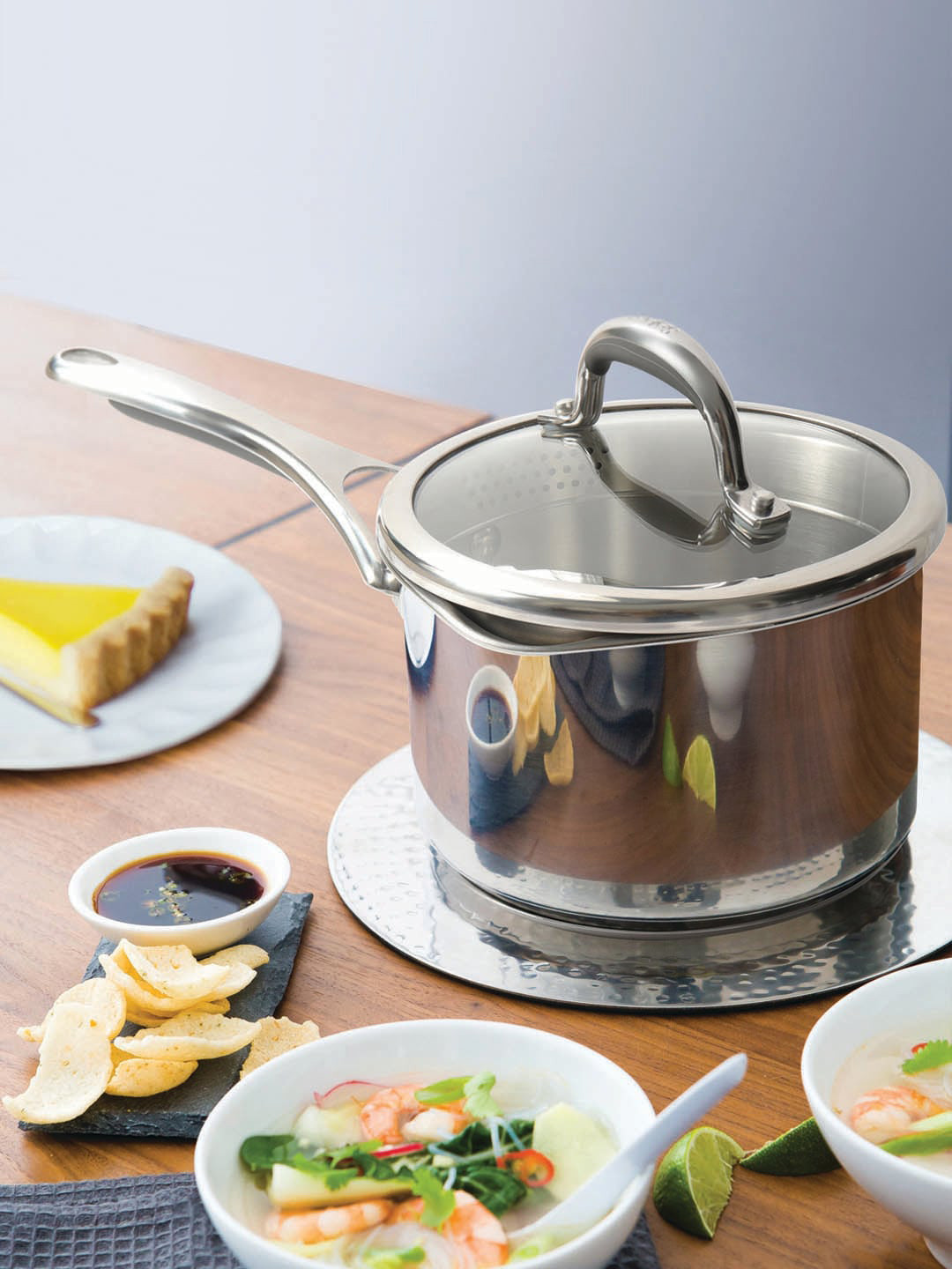 MEYER Silver Select Stainless Steel Straining Saucepan 18cm (Induction & Gas Compatible)