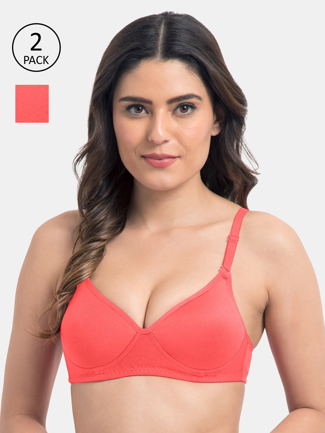 Komli Pack of 2 Medium Padded Full Coverage Padded Tshirt Bra
