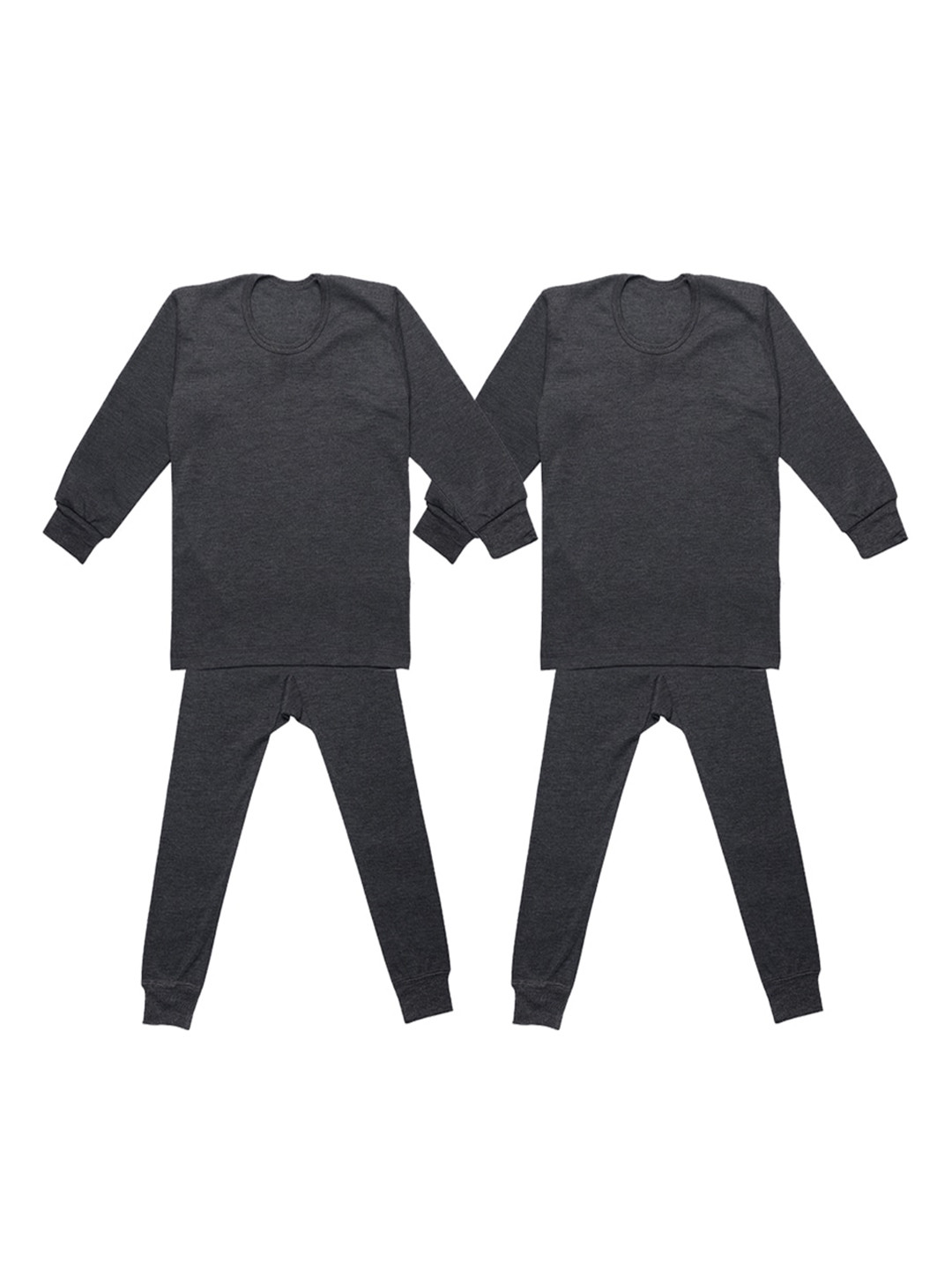 MACK JONNEY Kids Pack of 2 Grey Solid Thermal Top and Bottom Set