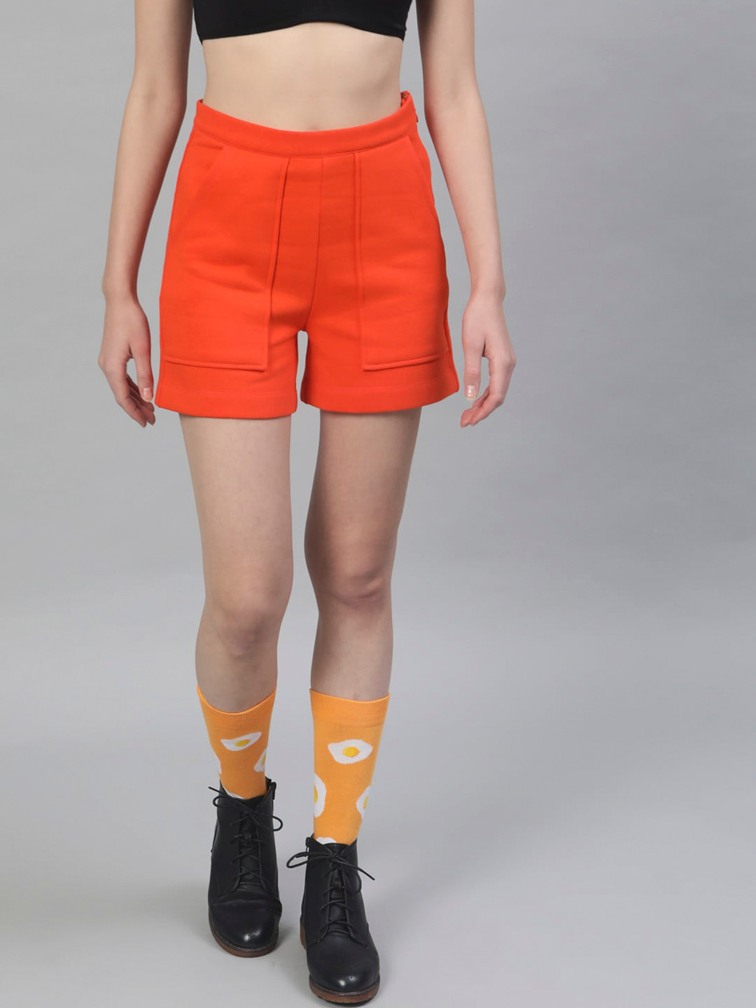 STREET 9 Women Orange Solid Regular Fit Sports Shorts