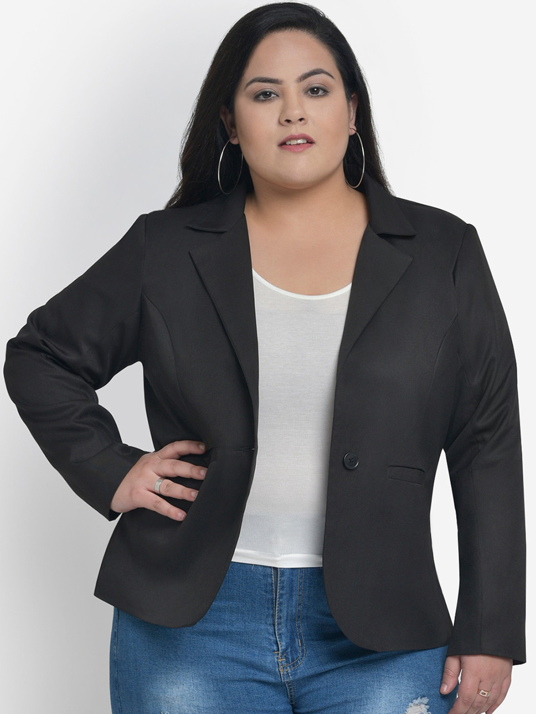 Martini Women Black Solid Single-Breasted Casual Blazer