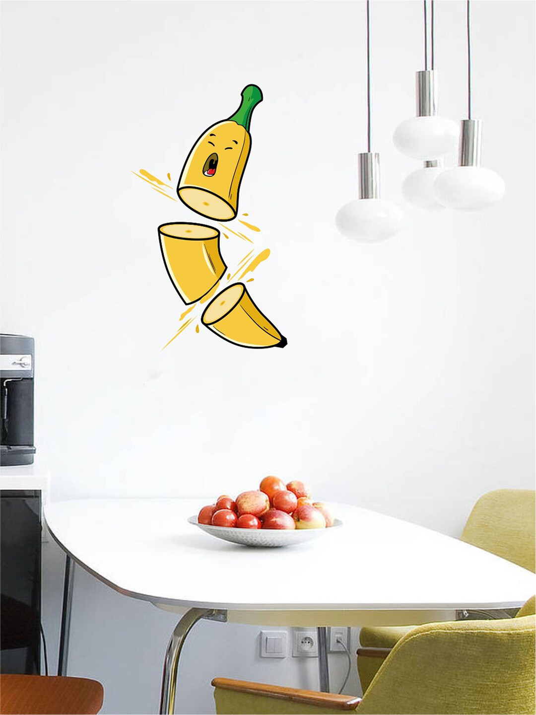 rawpockets Yellow Sliced Banana PVC Vinyl Wall Stickers