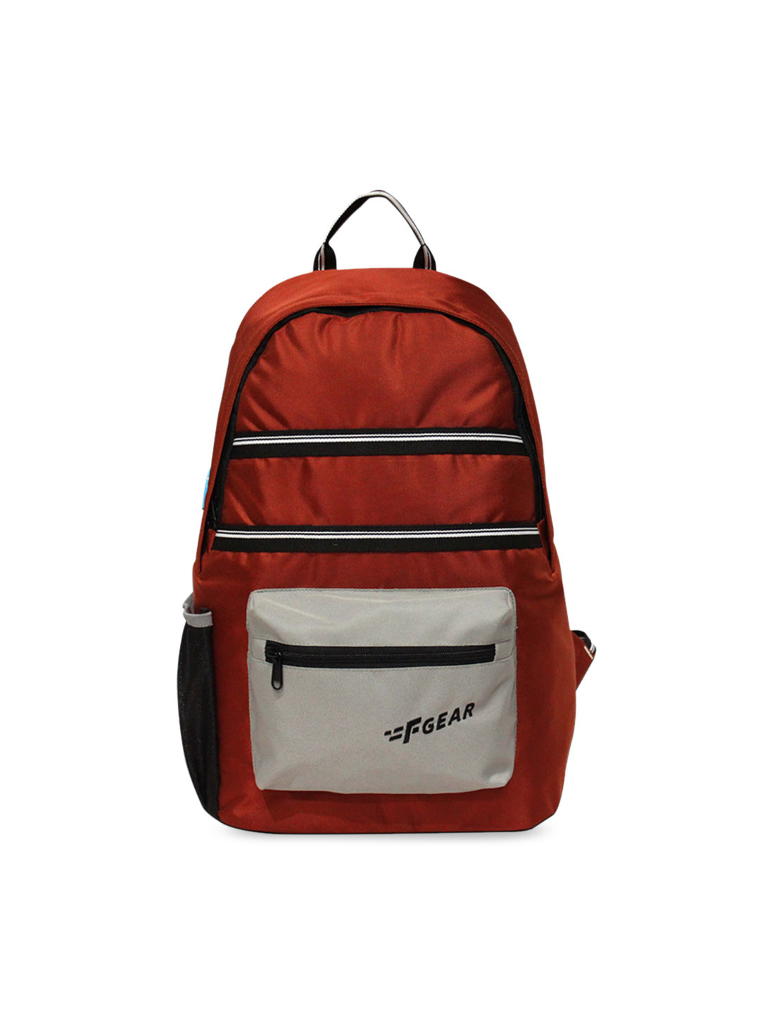 F Gear Unisex Rust Orange & Silver-Toned Contrast Detail Backpack