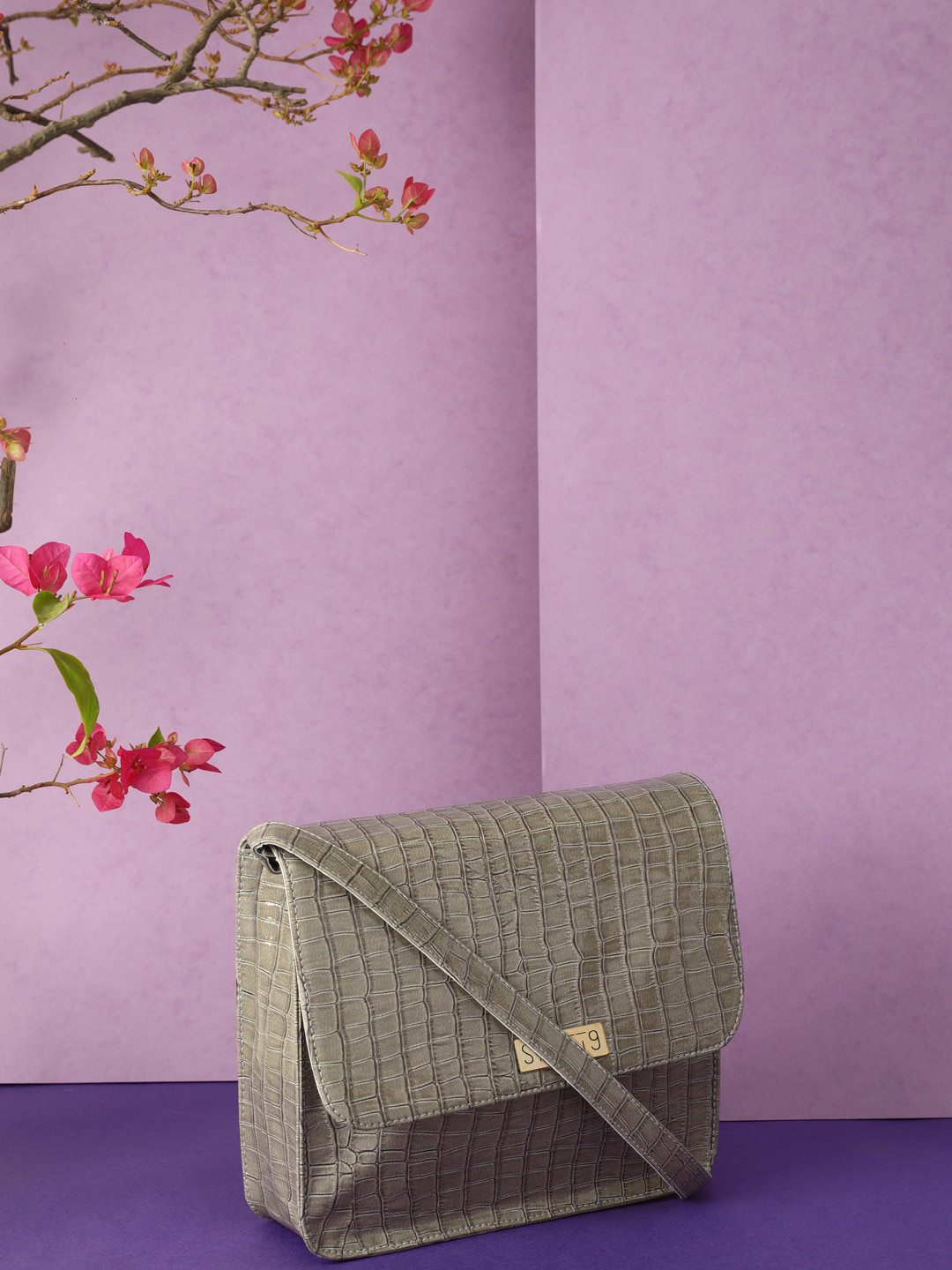 STREET 9 Taupe Textured Envelope Clutch