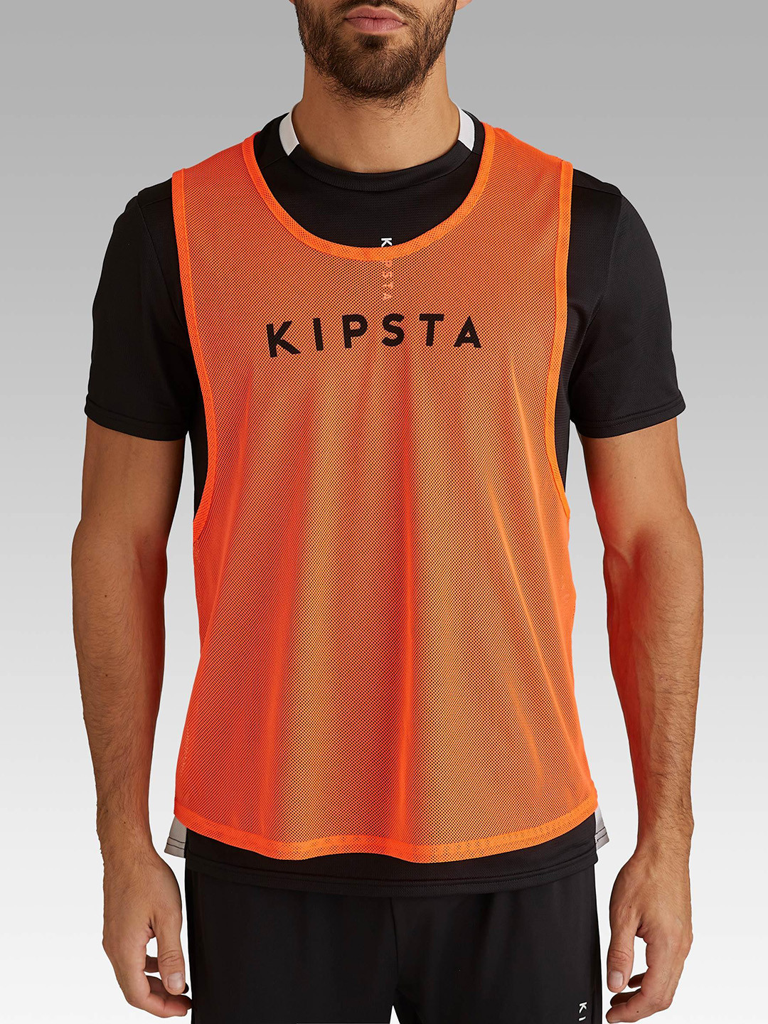 Decathlon KIPSTA - Unisex Orange Printed Round Neck Football Bibs