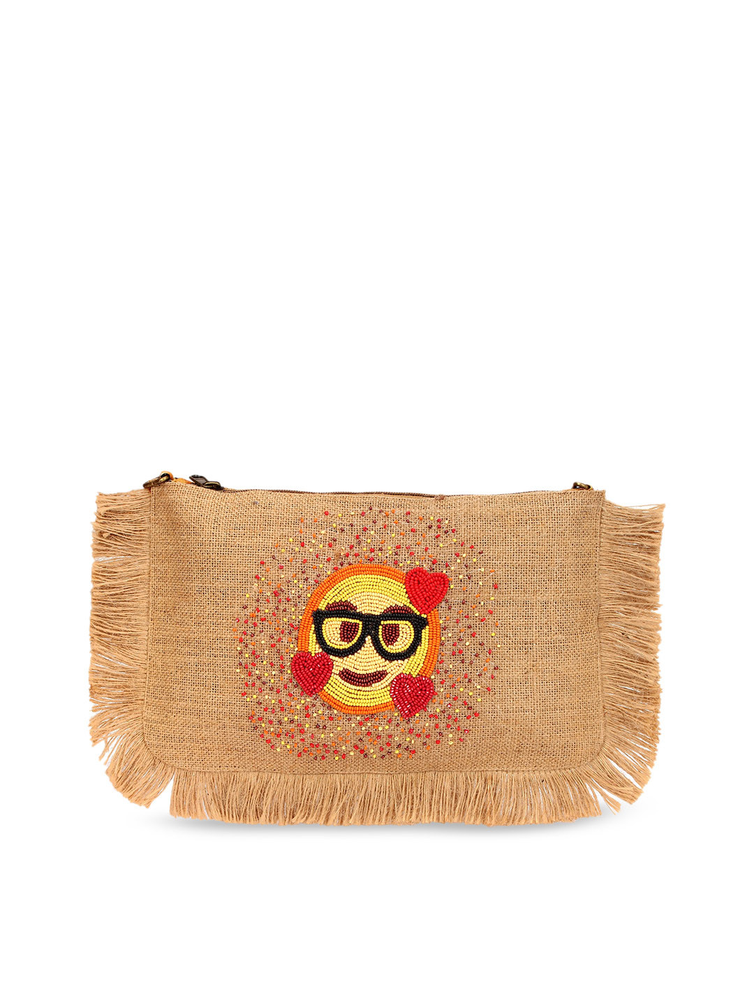 Spice Art Beige Embroidered Clutch