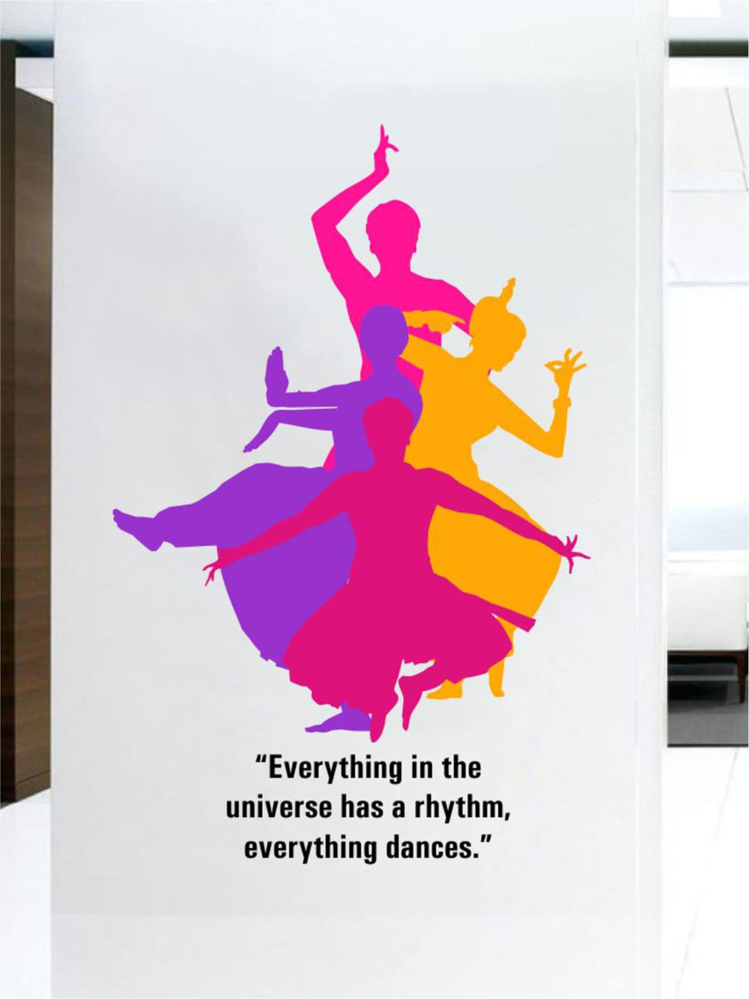 rawpockets Pink And Yellow Bharathanatyam Printed Wall Stickers