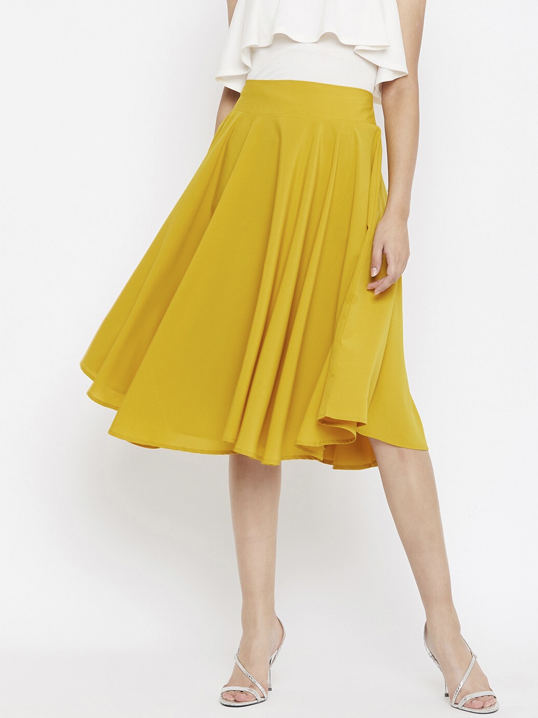 Buy Berrylush Mustard Yellow Pleated Flared A Line Skirt Skirts for Women 13039308 Myntra