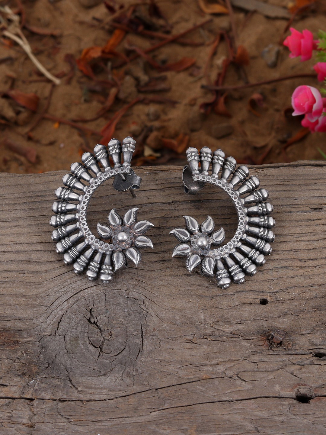 Silvermerc Designs Oxidised Silver Plated Black Feather Shaped Studs