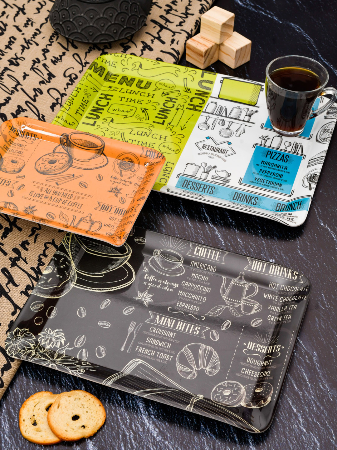 GOODHOMES  Melamine Serving Tray Set ( Set of 3 Trays)