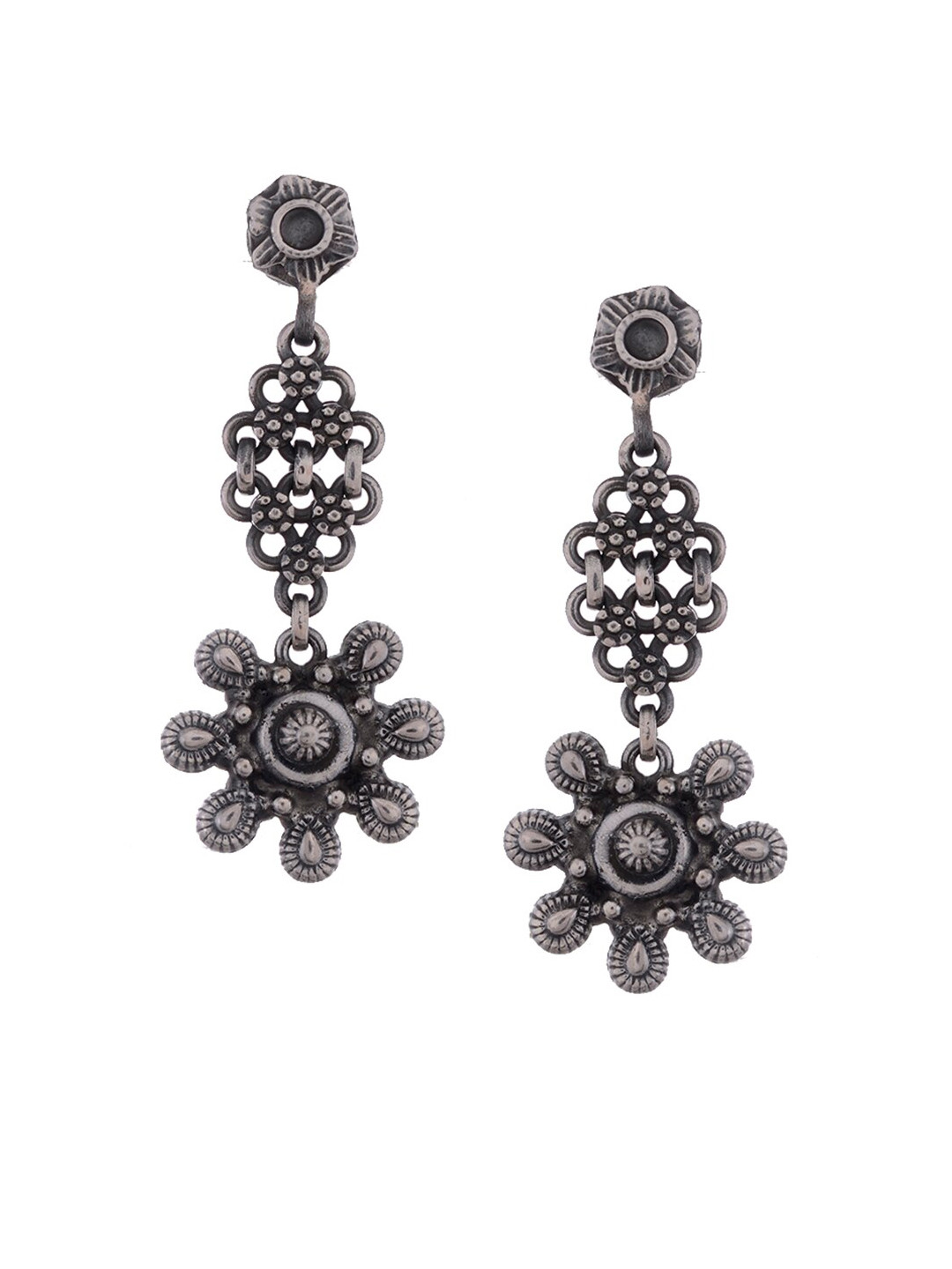 Silvermerc Designs Silver-Plated & Black Sterling Silver Contemporary Drop Earrings