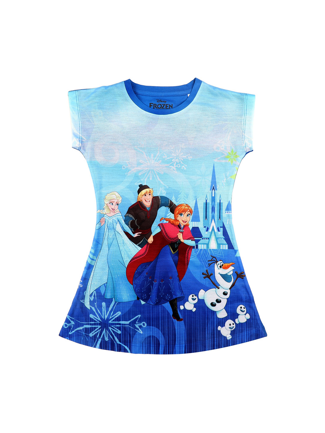 Disney by Wear Your Mind Girls Blue Printed A-Line Dress