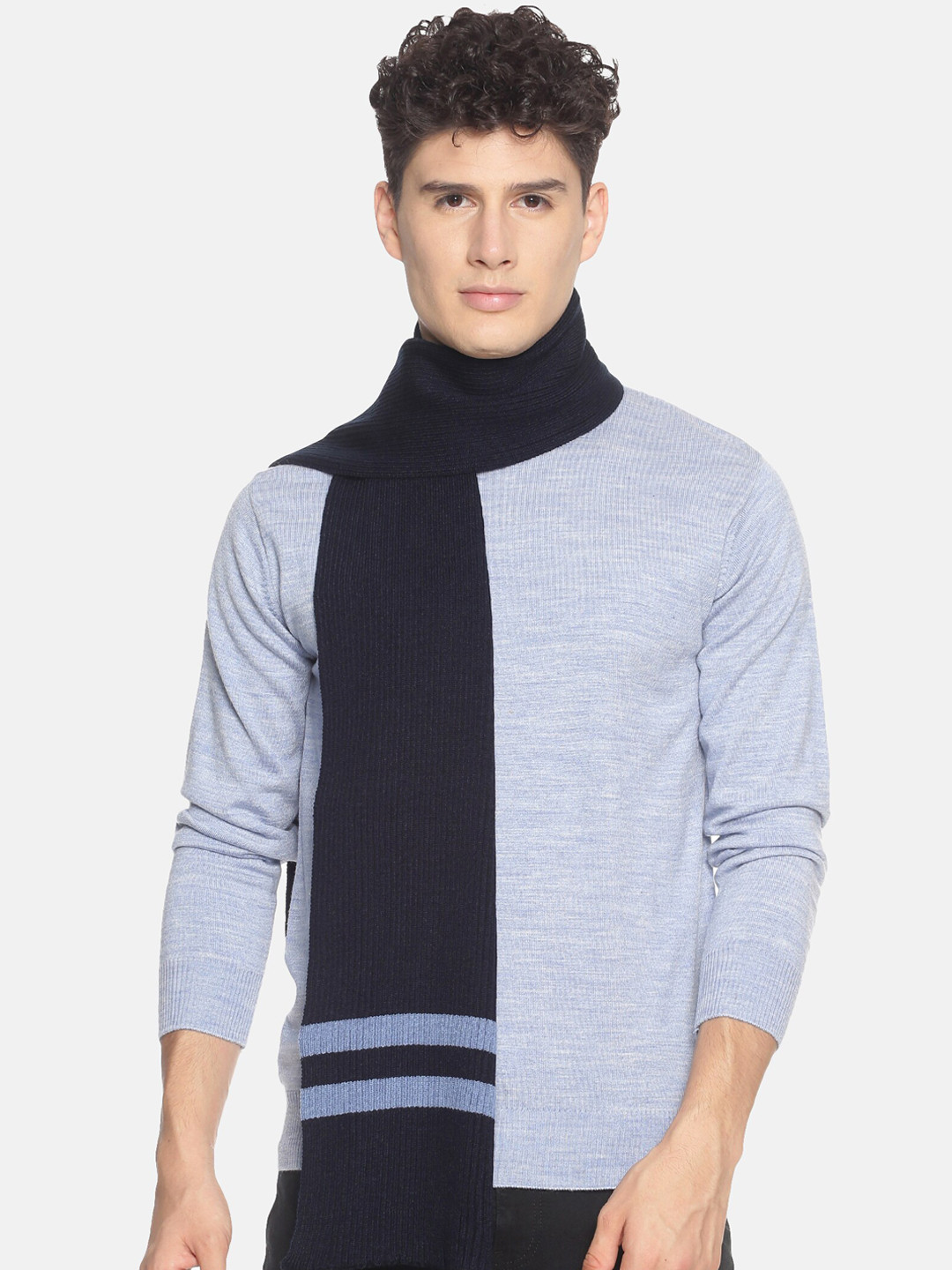 513 Men Navy Blue Solid Muffler