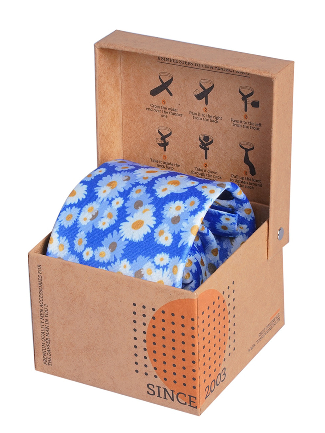Tossido Men Blue Floral Printed Broad Neck Tie