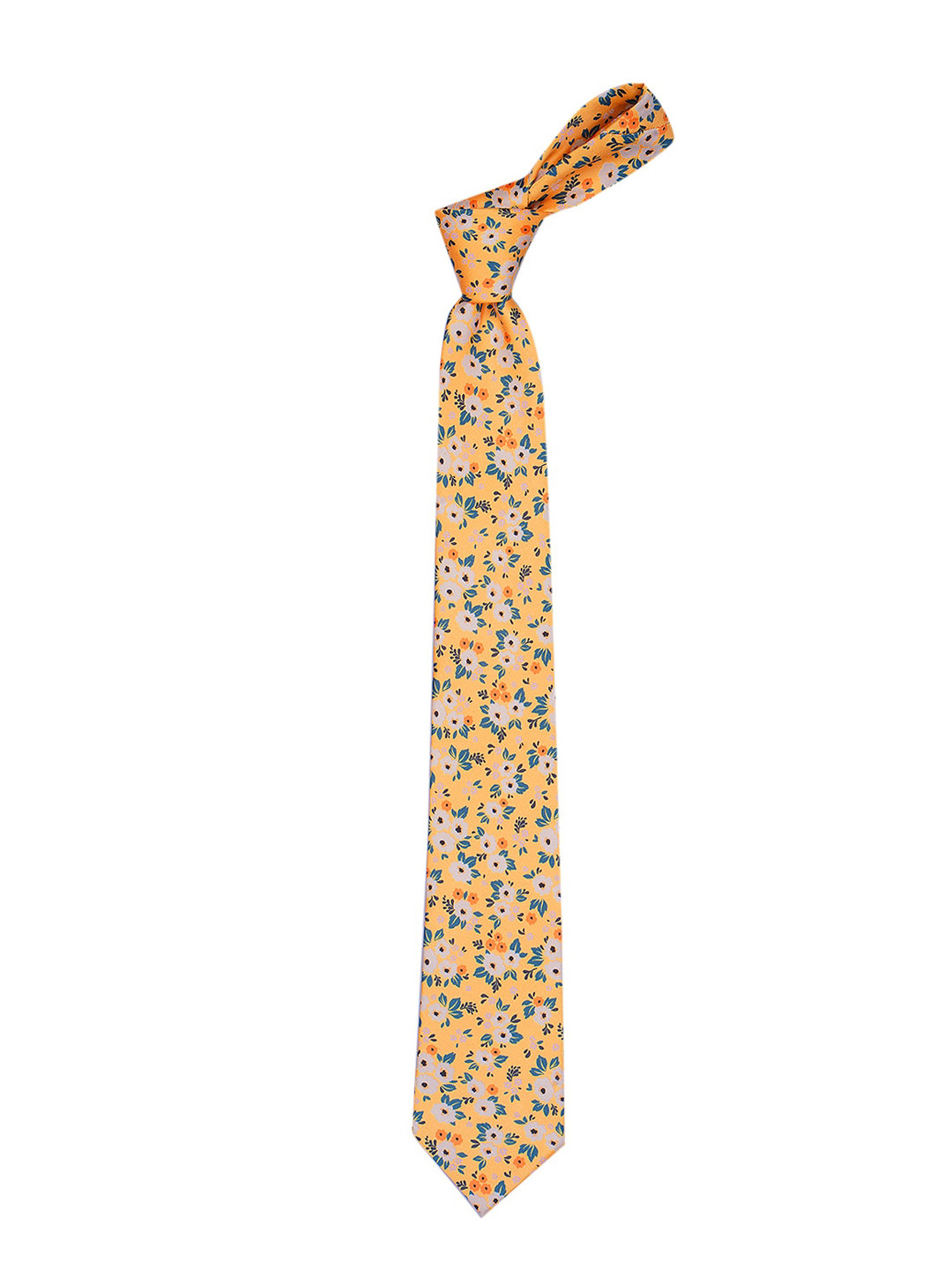 Tossido Men White & Yellow Printed Broad Tie