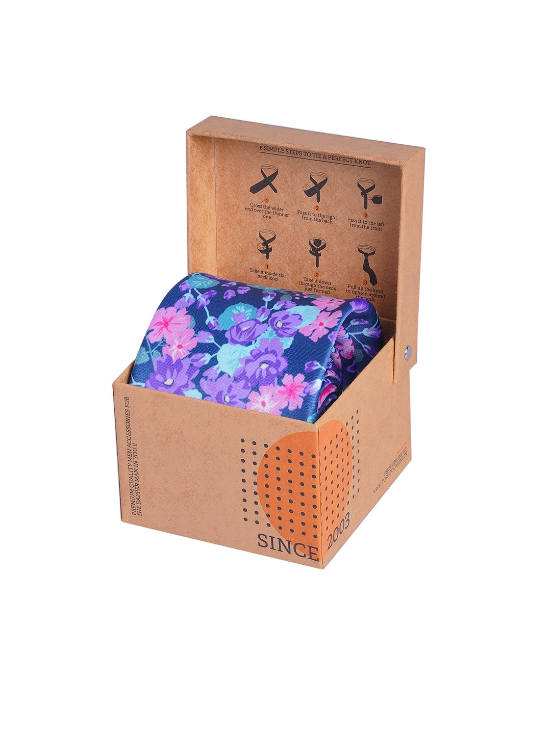 Tossido Men Blue Floral Print Necktie