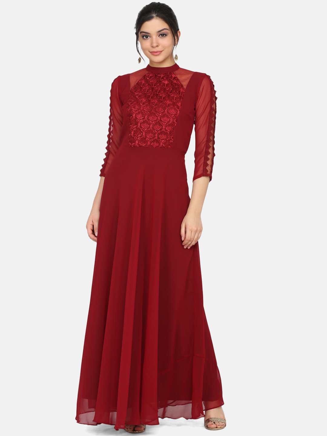 Eavan Women Maroon Solid Maxi Dress