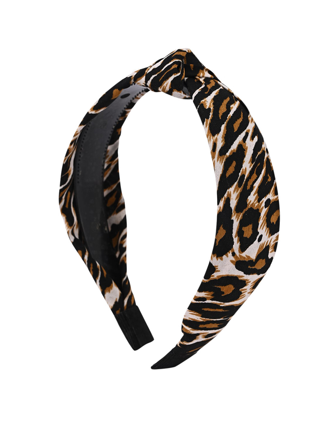 BuckleUp Women Brown & Black Animal Print Knot Detailed Hairband