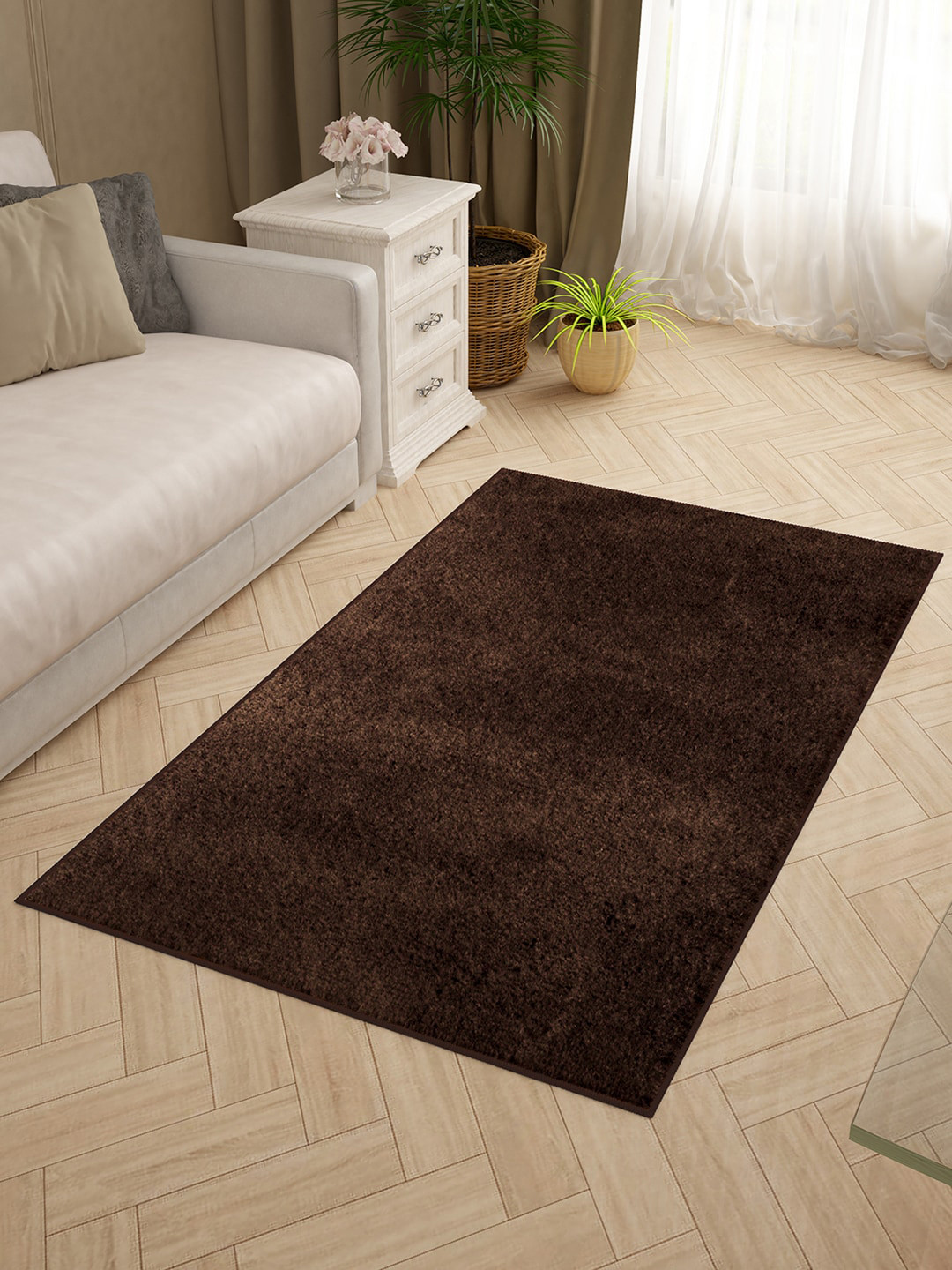 Story@home Unisex Brown Solid Carpet